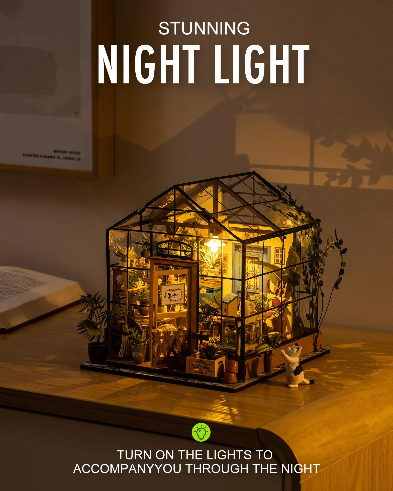 Rolife Casa di Bambole in Legno Casa in Miniatura Kit con LED Creativo Compleanno Regali di Natale Per Adulti-Cathy's Flower House