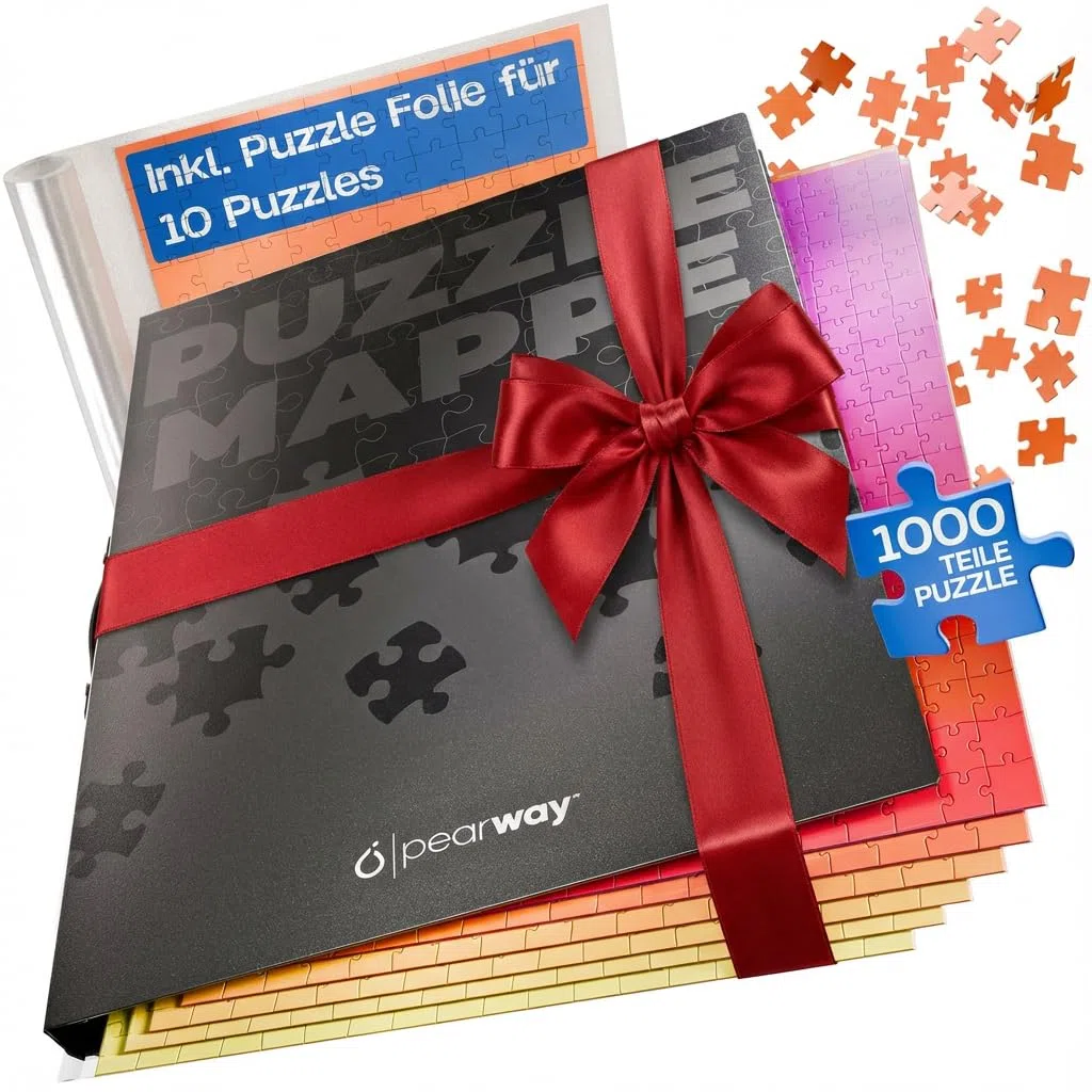 pearway - Robusta cartella per puzzle [inclusa pellicola puzzle da 5 m] per puzzle fino a 1000 pezzi – l'accessorio perfetto per riporre i puzzle – Organizer per fino a 40 opere – Cartellina puzzle