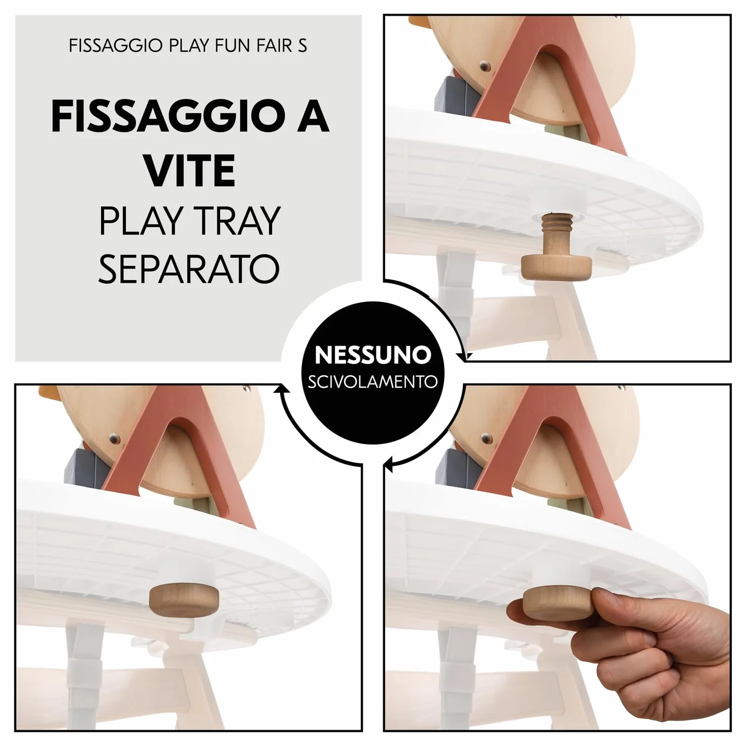 Hauck Play Fun Fair S Ruota Panoramica Gioco Neonato - Combinabile con Vassoio hauck Play Tray per Seggiolone Pappa Alpha+, Beta+ e Arketa - Aiuta la Coordinazione Occhio-Mano, Dai 12 Mesi - Animali