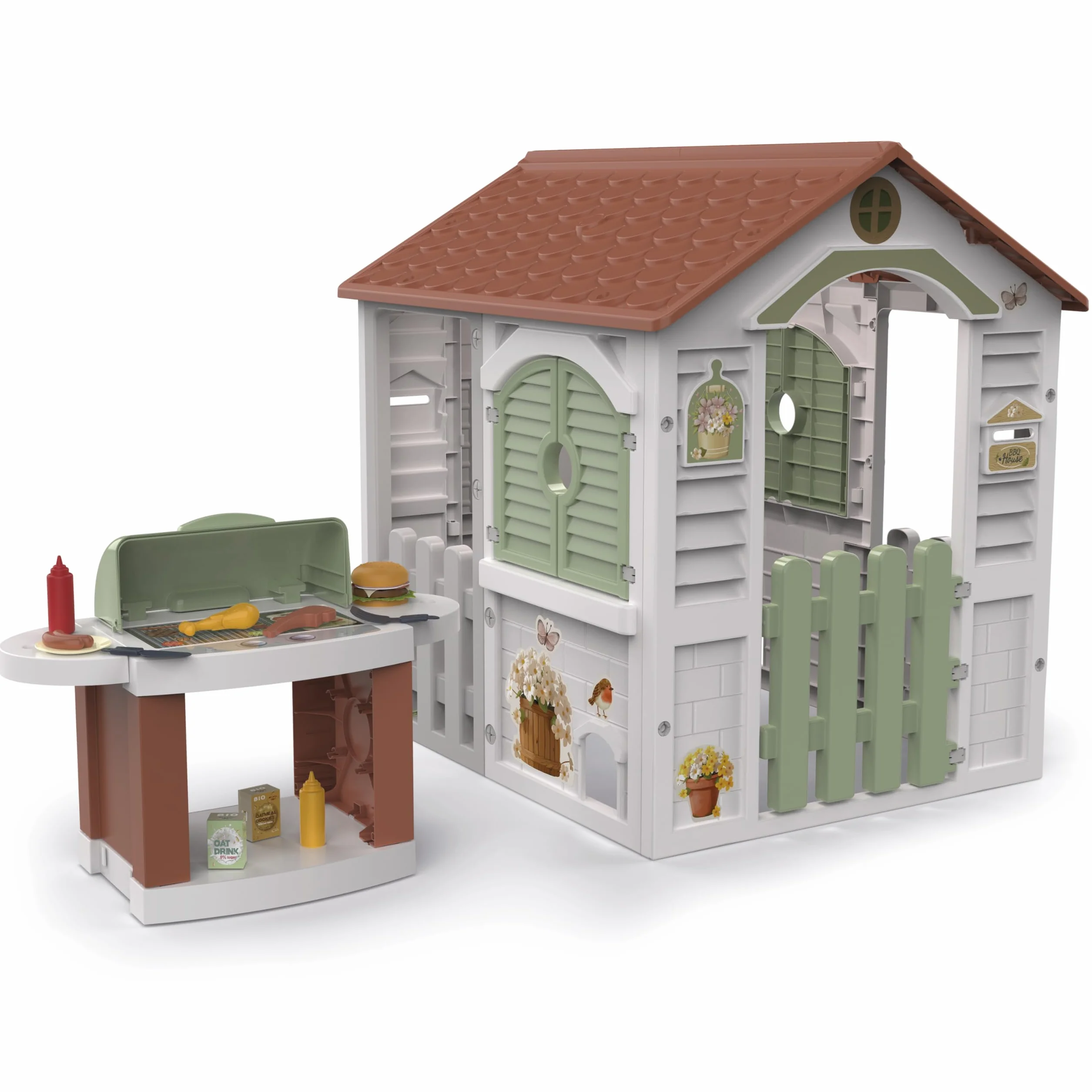 Chicos - Casetta Barbacoa | Casetta per Bambini da Esterno con Barbecue Integrato ed Accessori oltre a Finestre e Gattaiola | Da 2 Anni (89705)