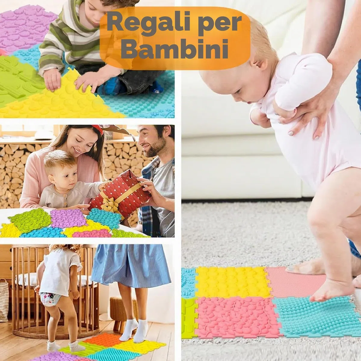 Tavole Sensoriali per Esplorazione Multisensoriale 6 Pezzi - Tappeto Massaggio Bambini Autistici - Puzzle Giocattoli Tattili