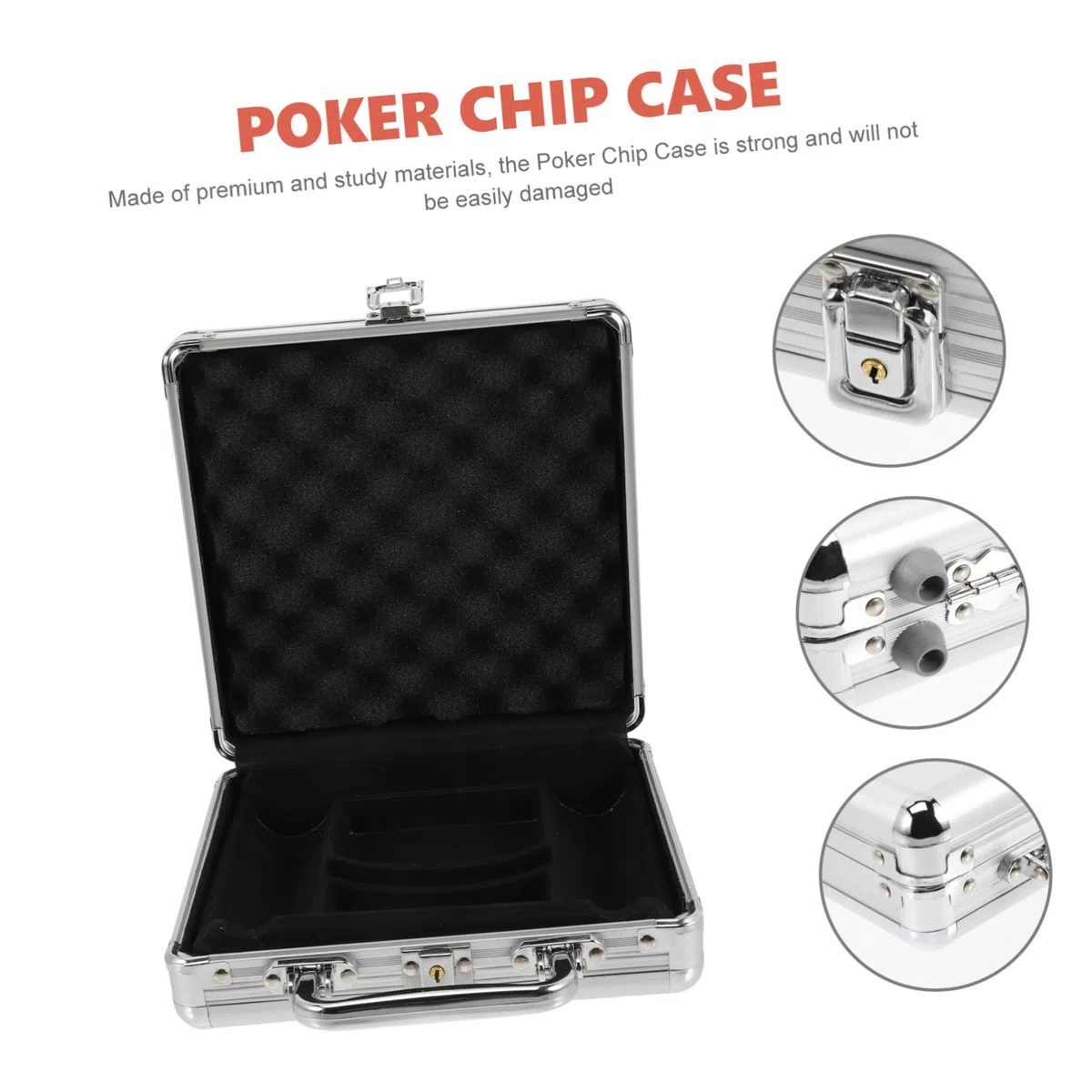 Custodia e Design Scomparti Chiusura Capacità Grande a Maniglia in Lega Argento a Fibbia per Chips Poker Accessori Stanza Gaming