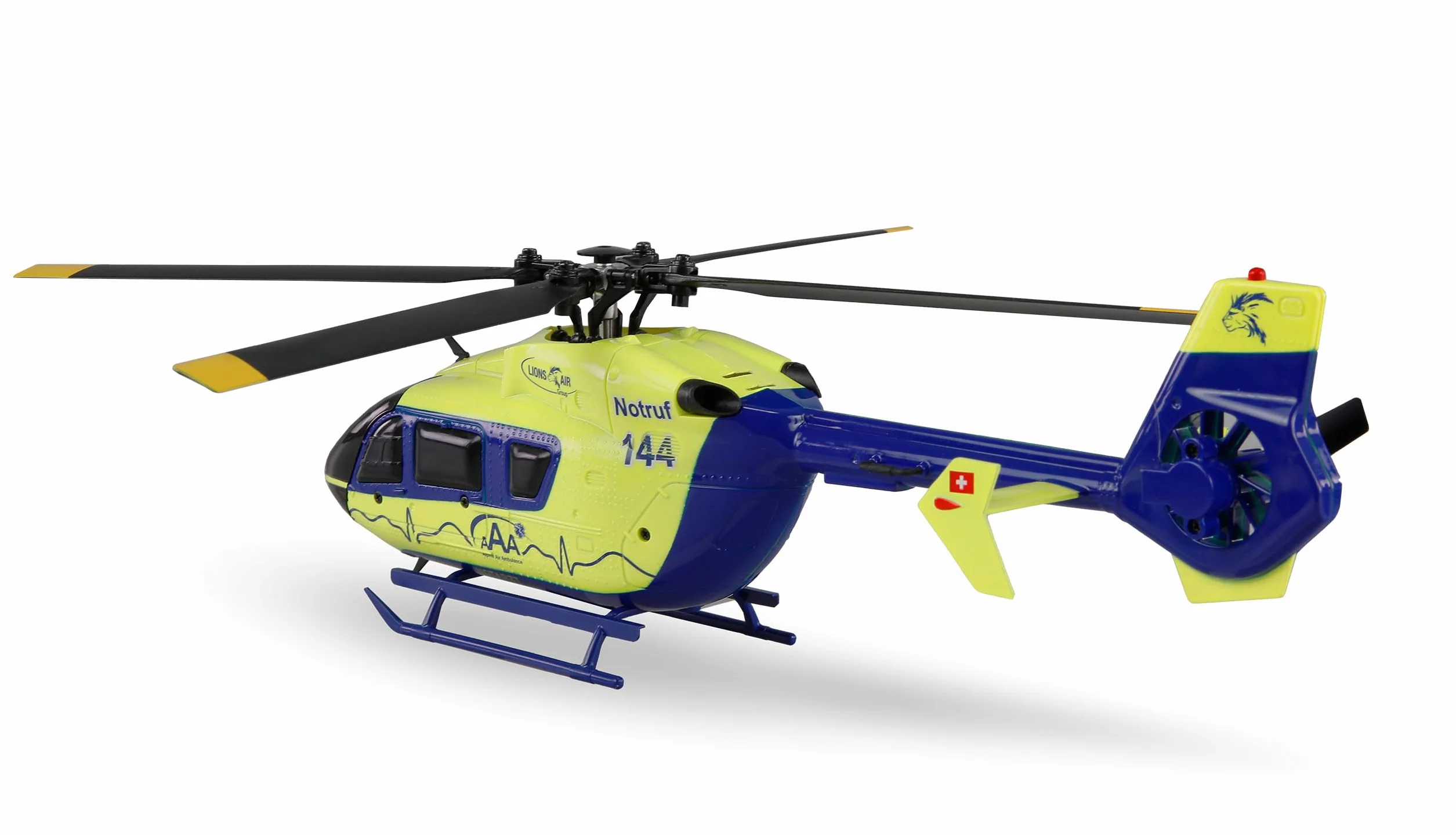 Amewi AFX-135 Alpine Air Ambulance Elicottero 4 canali 6G RTF, giallo neon blu RC telecomandato