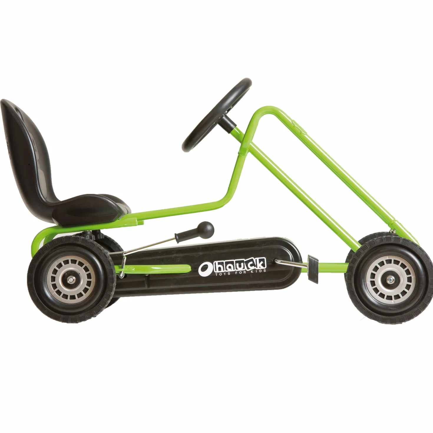 Hauck Go Kart Lightning - Macchina Cavalcabile per Bambini con Freno a Mano, Sedile Regolabile, Ruote in Gomma, Verde, fino a 50 Kg
