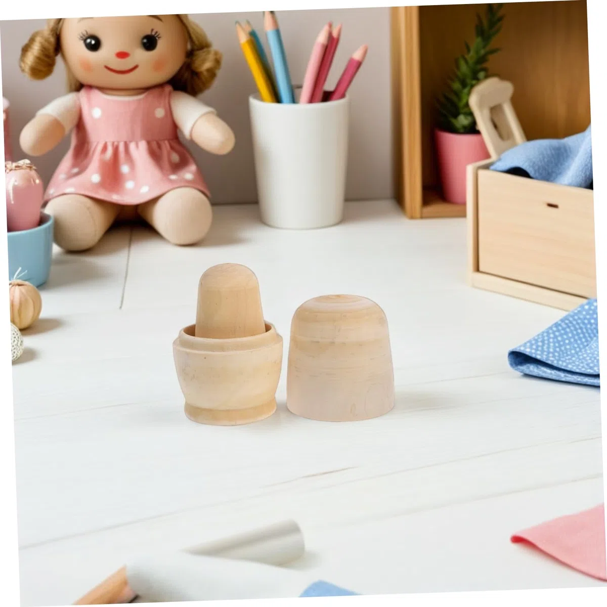 Bambole Russe in Legno Non Verniciate 5 Strati Set per Pittura e Creatività