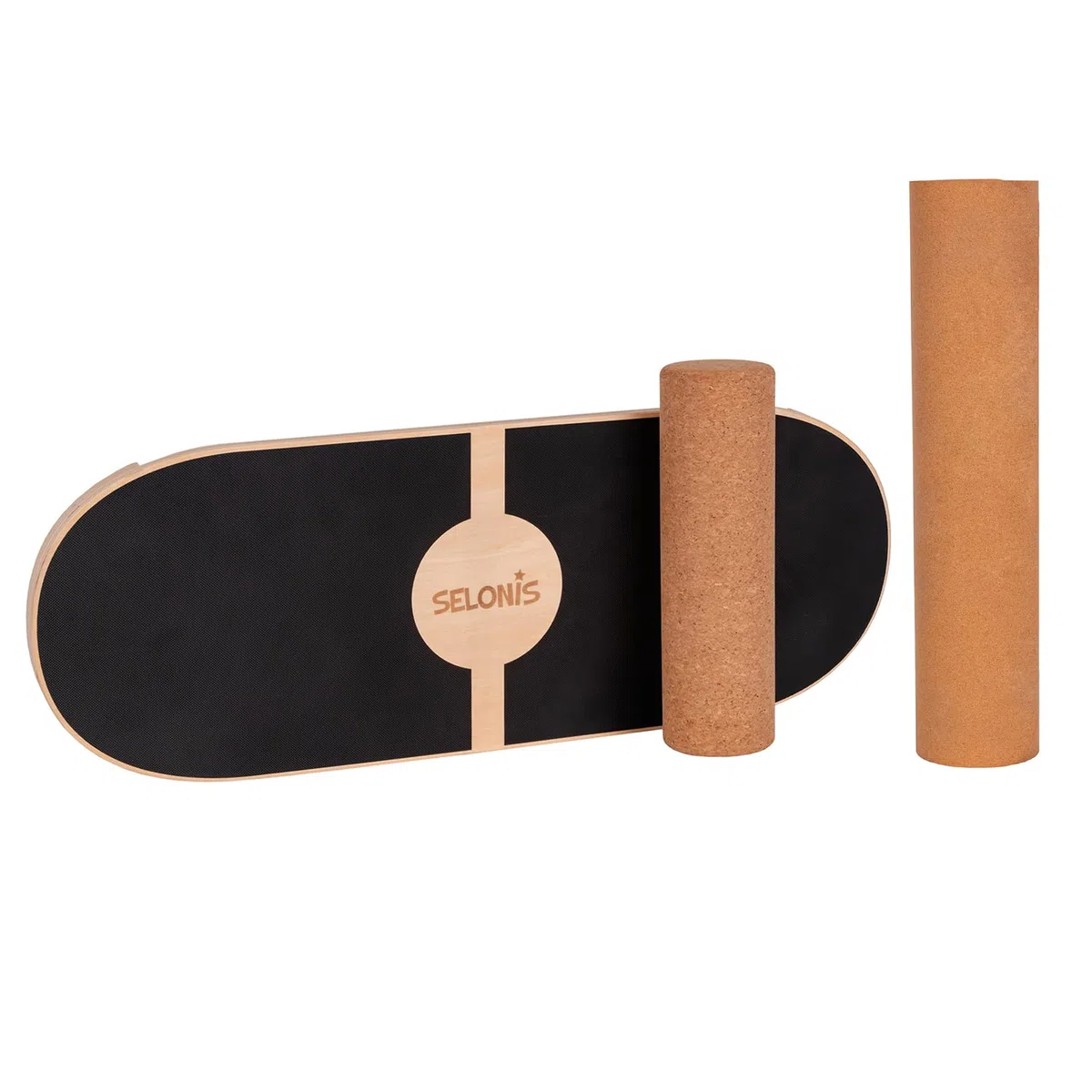 Selonis Balance Board In Legno Per Equilibrio E Coordinazione Trainer Rullo Di Sughero Sport Yoga Fisioterapia