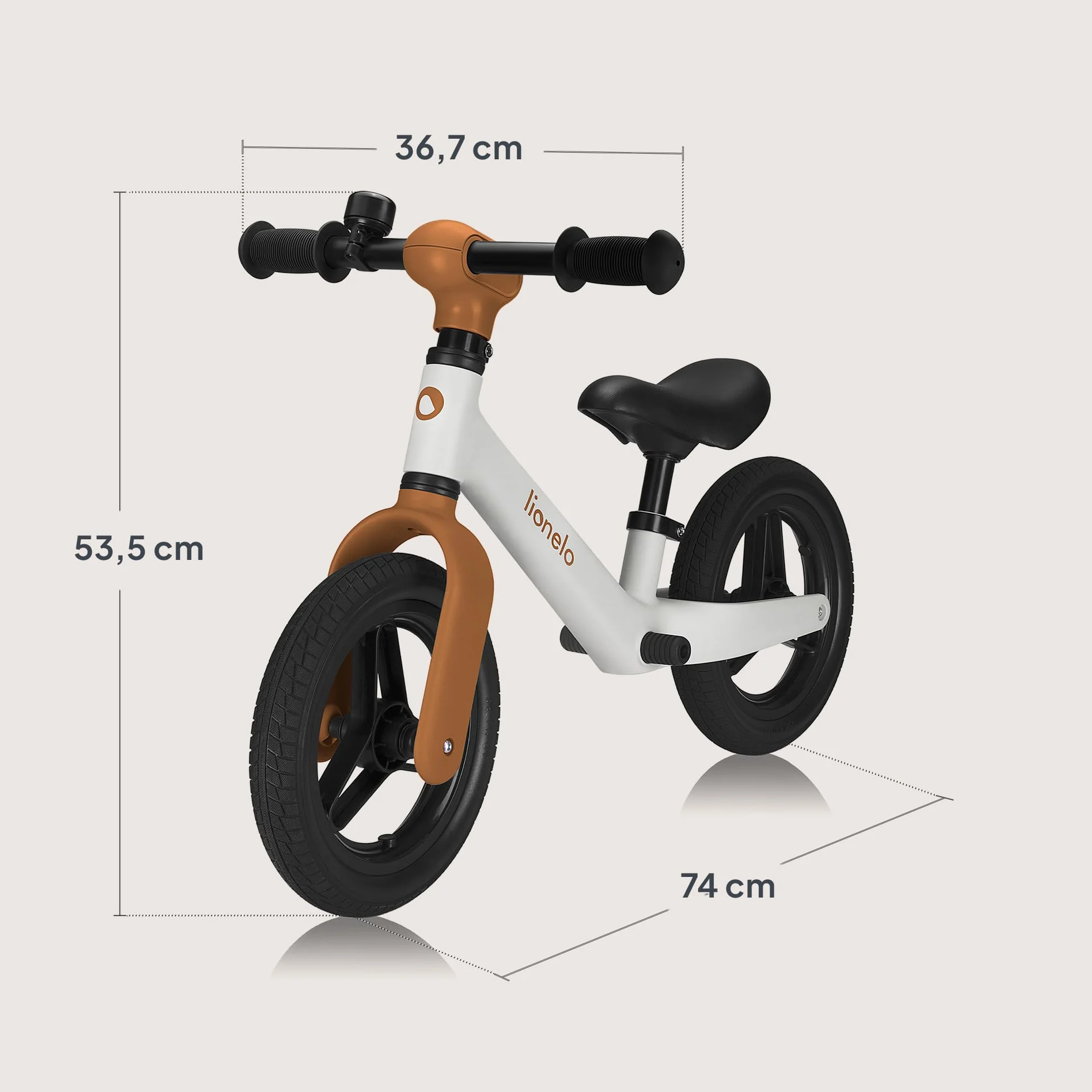 lionelo Bicicletta Senza Pedali TONI Per Bambini da 18 mesi a 30kg Ruote in Gomma PU da 25cm Poggiapiedi Cestino Sella e Manubrio Regolabili Impugnatura Antiscivolo Leggero Campanello