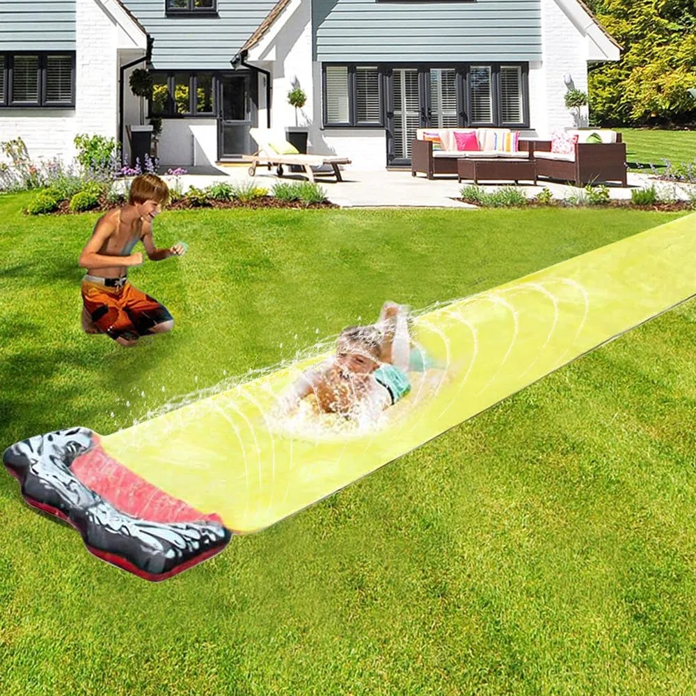 Scivolo Acquatico Giardino 480cm x 70cm Tappeto Scivolo Acqua Piscina con 1 Bodyboard