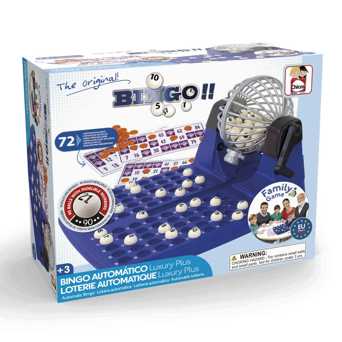 Chicos - Tombola Automatica Lusso Plus | 72 Cartelle e 90 Palline Antiusura | Gioco Elettronico per Famiglie | Intrattenimento Classico | A Partire dai 3 Anni in Su (20905)