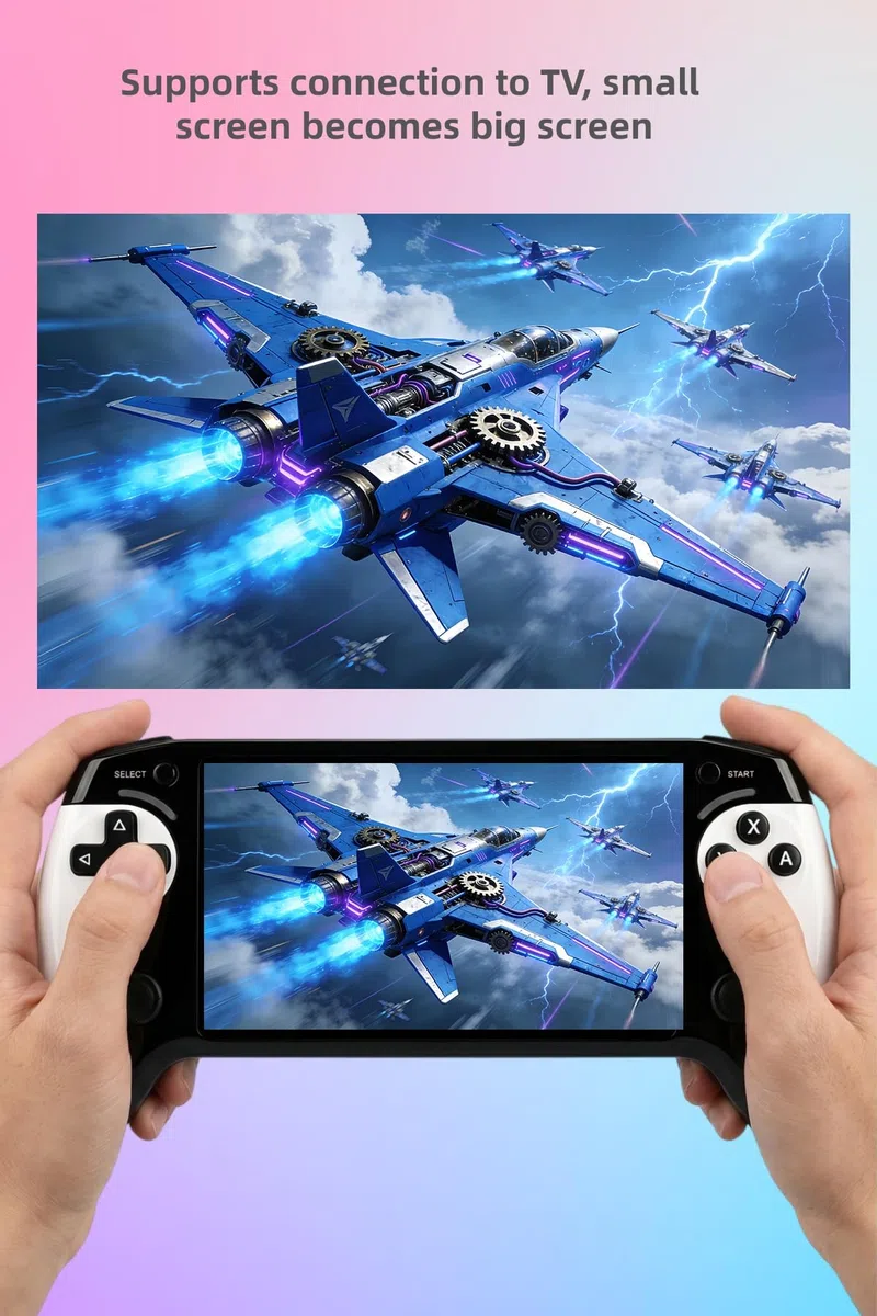 Console portatile YHFITN con schermo da 5,5 pollici, design ergonomico con impugnatura, giochi retrò, uscita TV, supporto per il salvataggio dei progressi di gioco, ricaricabile