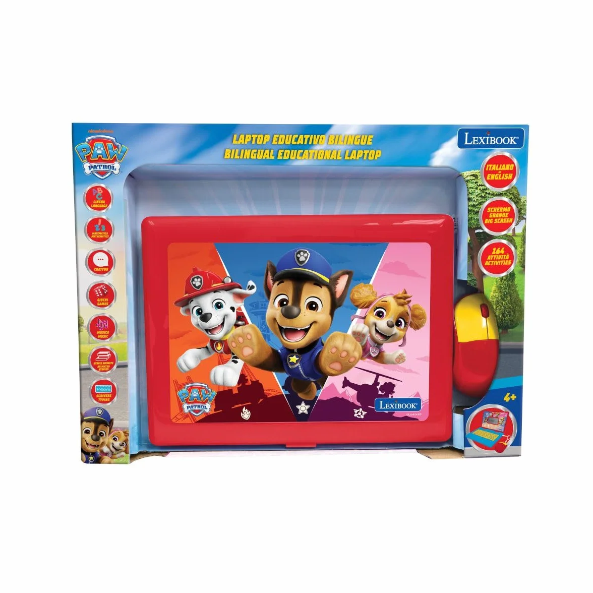 Lexibook, Paw Patrol, Laptop Educativo Bilingue, Inglese e Italiano, 164 Attività, Matematica, Giochi di Logica, Modalità Musicale, Grande Schermo LCD, Rosso/Blu, JC601PAi5LXB