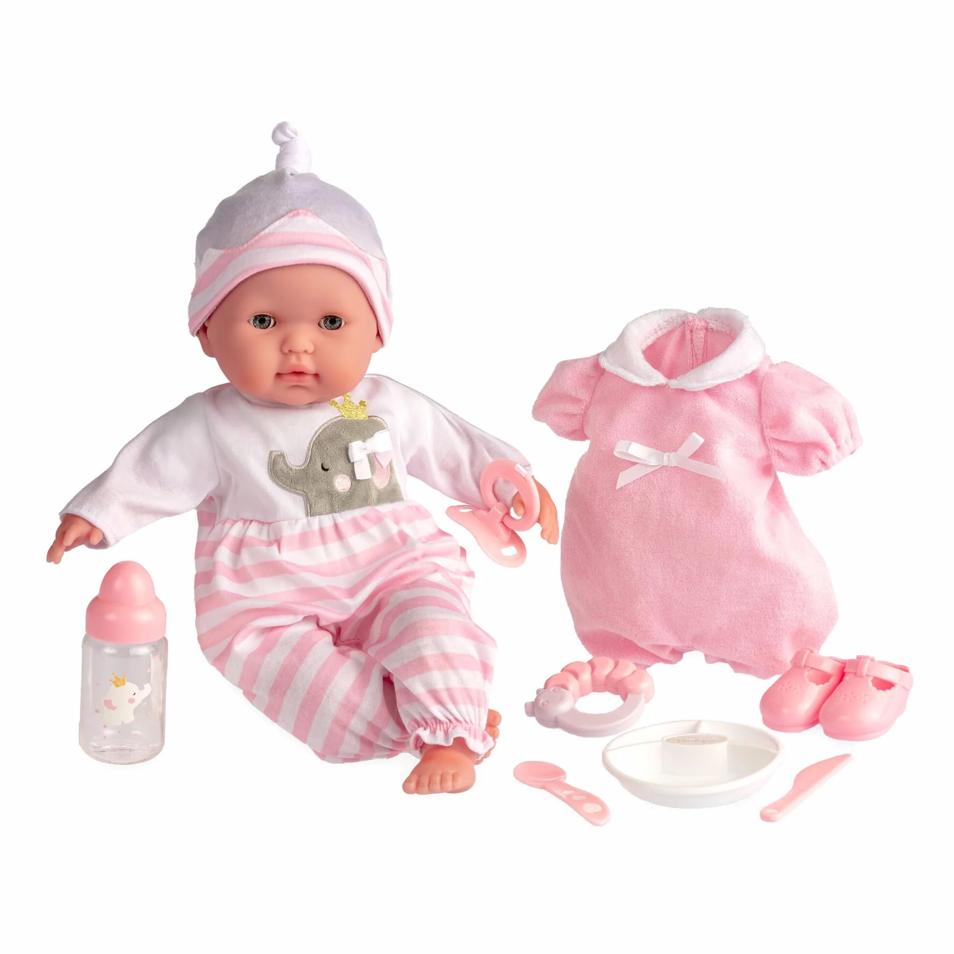JC TOYS – Berenguer Boutique Bambola neonato naturale, 38 cm, corpo morbido, con accessori Il vestito può cambiare