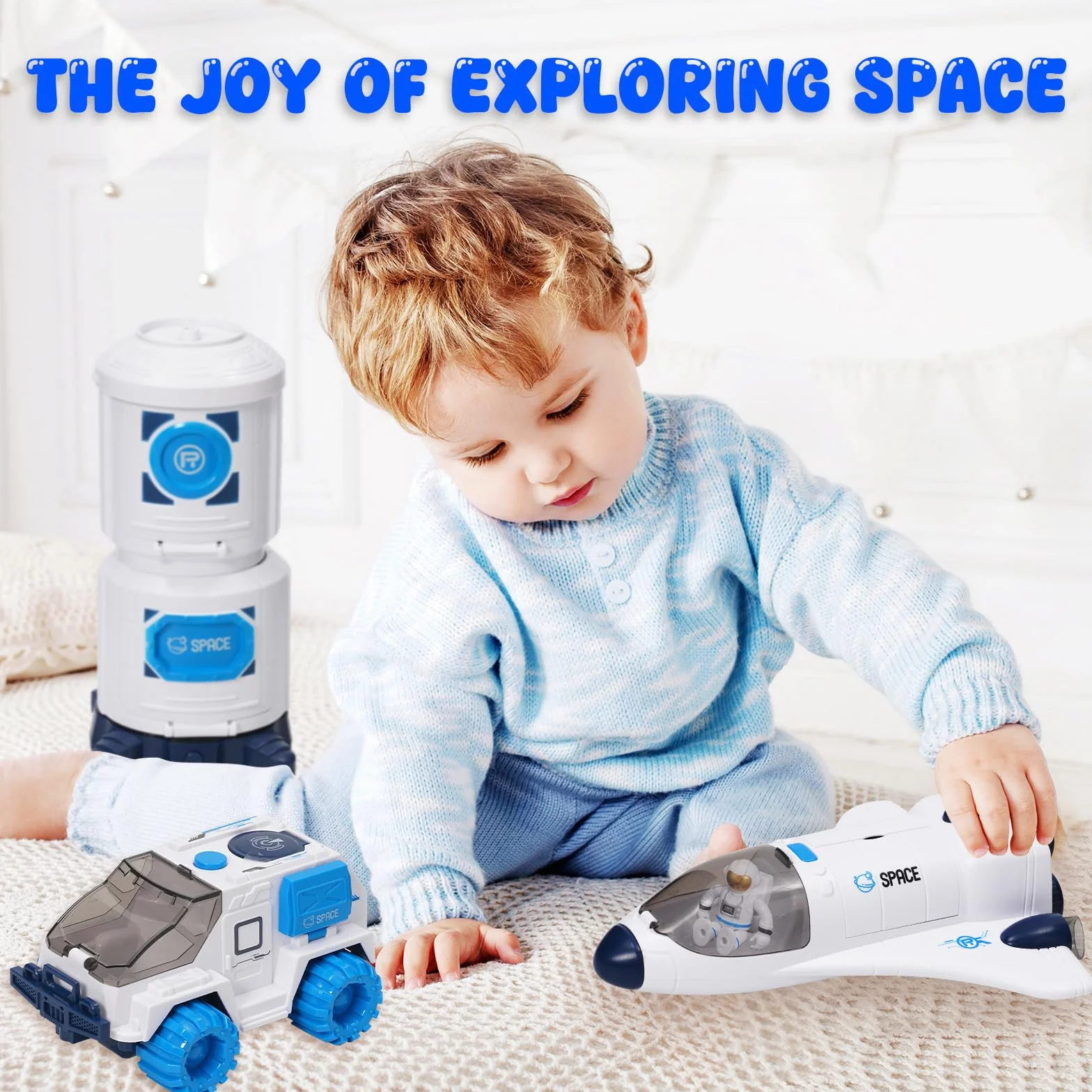 Space Shuttle Racket giocattolo per bambini, giocattolo spaziale con effetti di luce e suono, con stazione spaziale, Space Shuttle, Space Rove e astronauti, regalo per bambini
