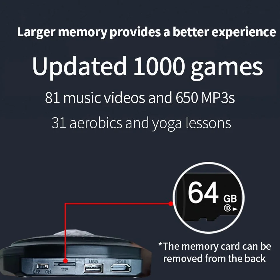Tappeto da ballo elettronico musicale HDMI con fotocamera,650 brani,scheda di memoria da 64GB,81 video musicali,1000 giochi,per giocatore singolo e doppio,un regalo di lusso per ragazzi e ragazze