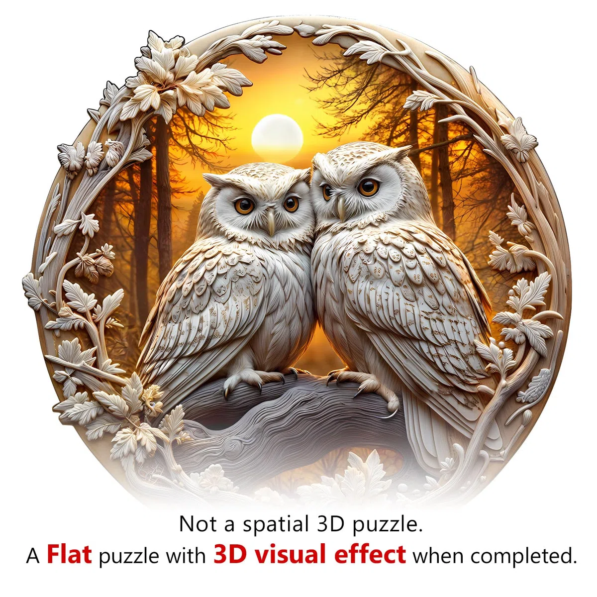 Puzzle in legno per adulti, 300 pezzi, con gufo 3D, puzzle in legno, 34 x 33,5 cm, puzzle in legno irregolare, unici a forma di animale, per adulti, bel regalo per la famiglia e gli amici
