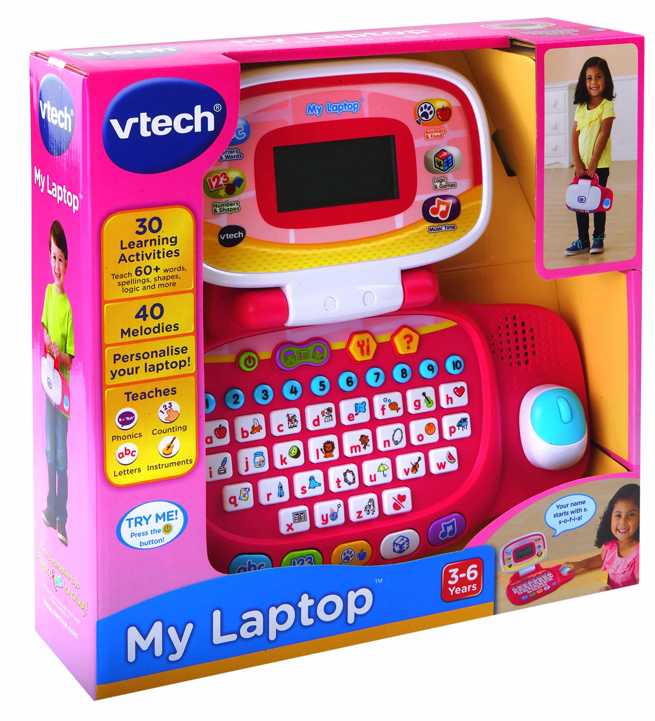 VTech Pre-School My Laptop-Rosa, Colore, 20.9H x 27.1W x 6.8D, 155453