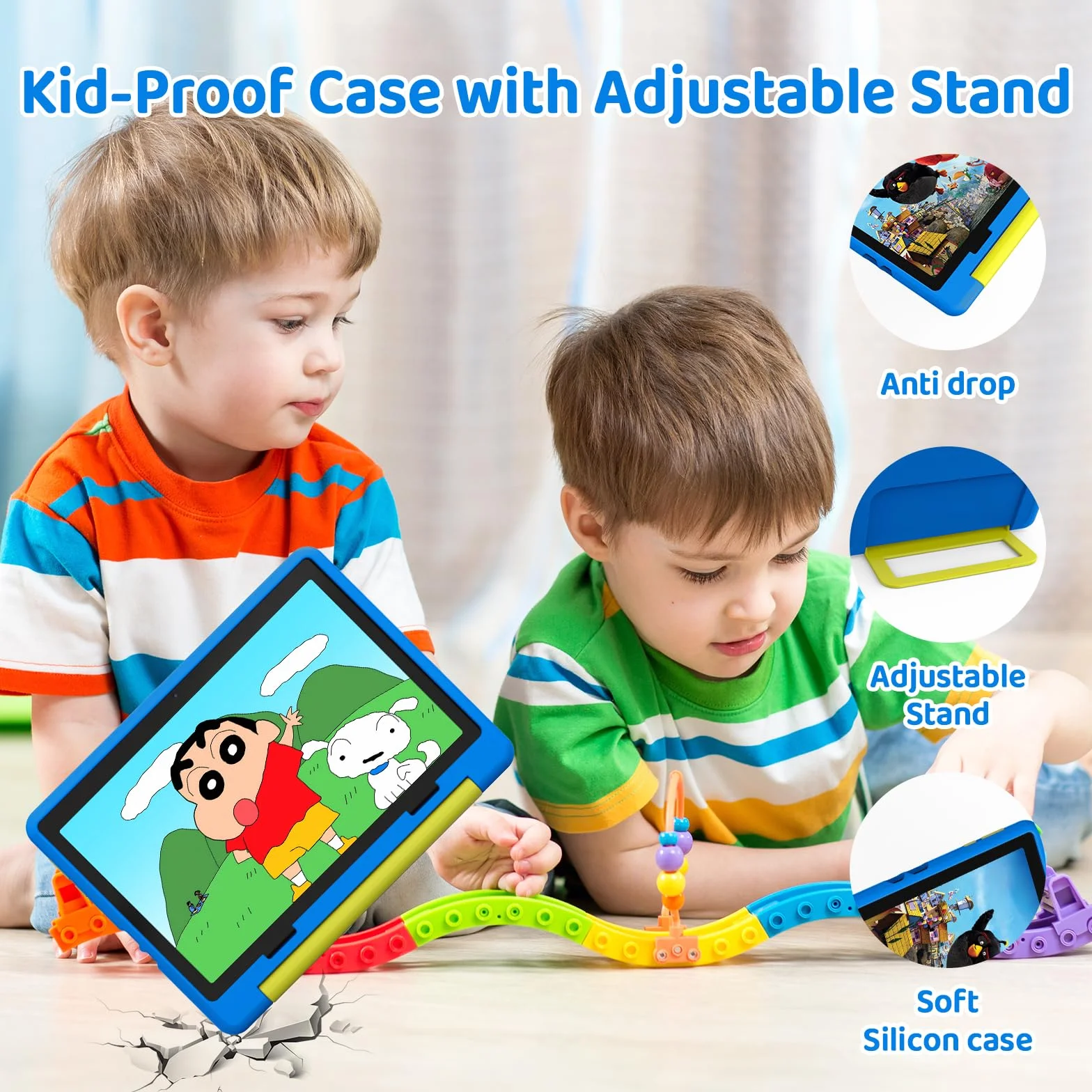 Tablet Bambini 10 Pollici Android 15 Octa-Core 20 GB RAM 64 GB ROM WiFi 6 Controllo Parentale 1280x800 Doppia Fotocamera 5MP+8MP 5000 mAh Custodia Protettiva (Blu)