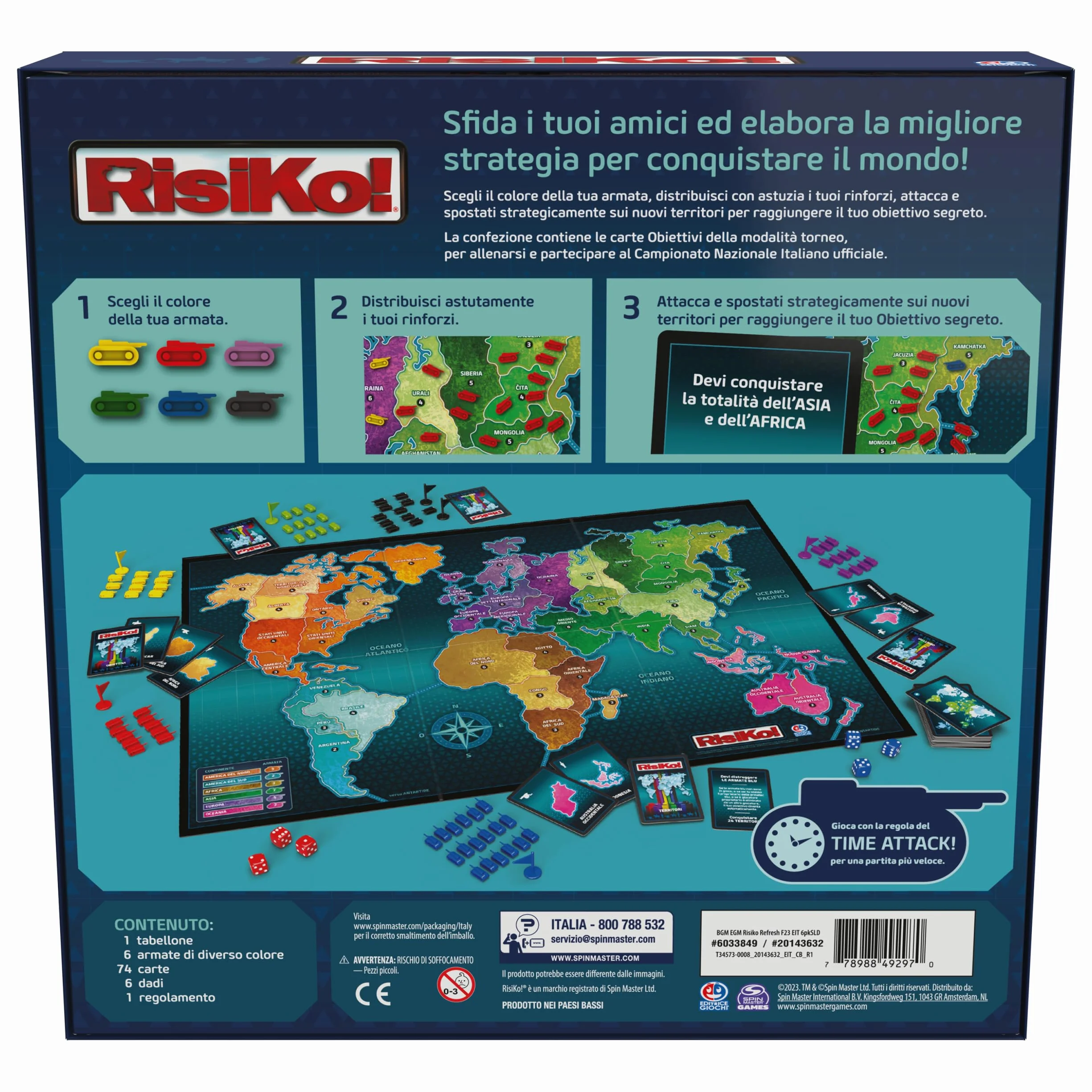 Editrice Giochi, Risiko, Giochi in Scatola, Risiko Classico Edizione 2023, Giochi di Società e Strategia per Famiglia e Amici, Giochi da Tavolo per Adulti e Bambini, da 3 a 6 Giocatori, 10+ Anni