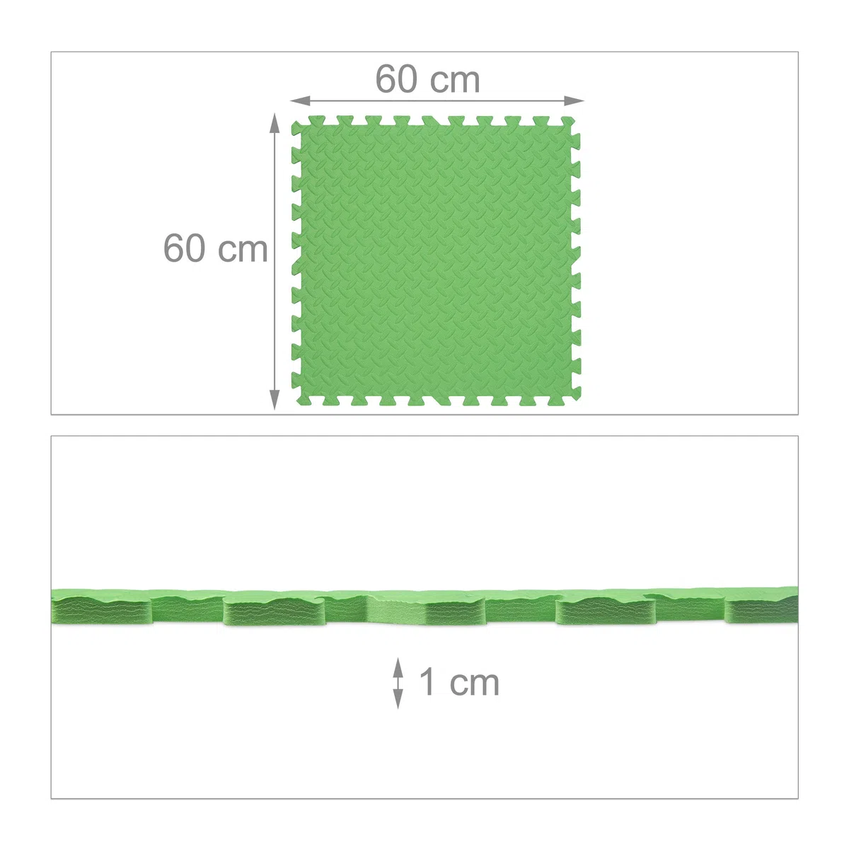 Relaxdays Tappeto da Palestra Puzzle 60x60 cm Gomma Eva Fonoassorbente Verde