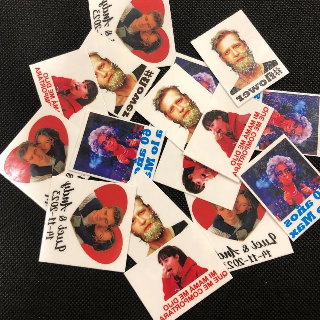 100 Tatuaggi temporanei 4x4 cm con la tua foto - Ideali per eventi, matrimoni, feste e compleanni