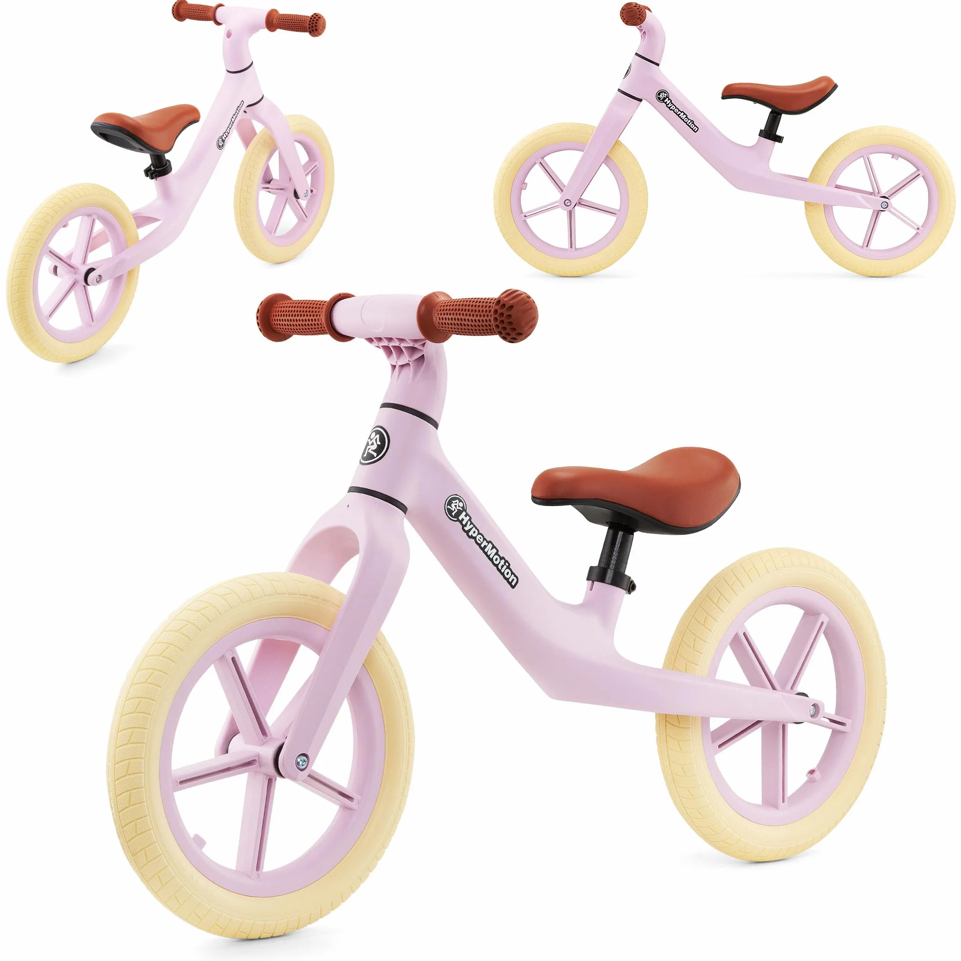 HyperMotion Marcelo Bicicletta Senza Pedali Balance Bike 12 Pollici con Ruote PU Antiforatura, Sella Regolabile e Bloccasterzo, per Bambini da 18 Mesi, Resistente fino a 50 Kg, Montaggio Facile, Rosa