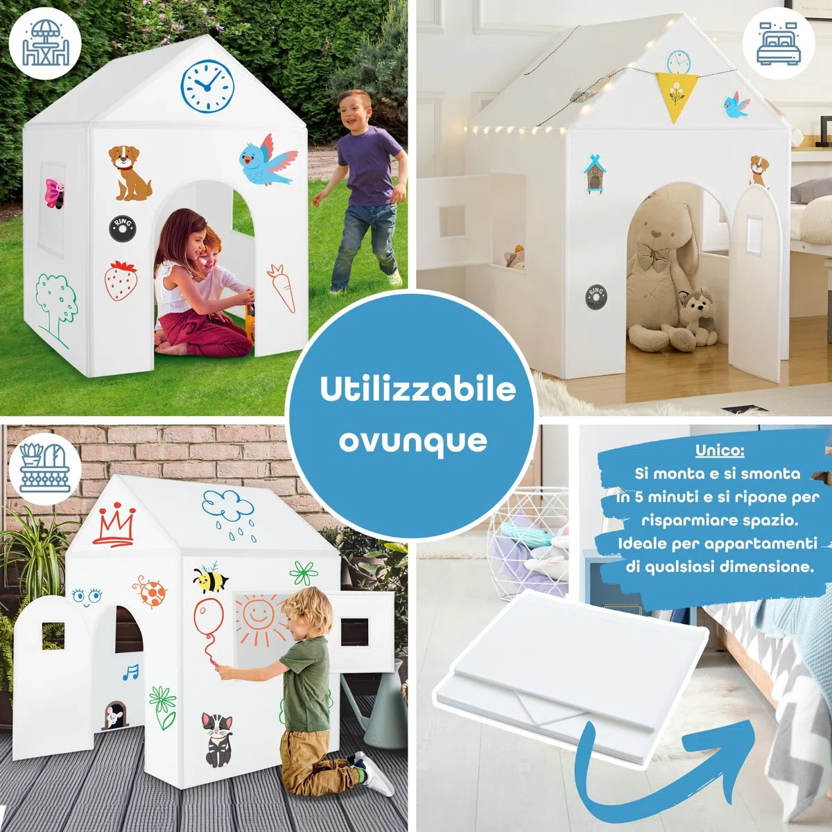 ImagiNew Playhome Casetta da colorare e cancellare da giardino con pennarelli lavabili Giochi per bambini 3 4 5 6 anni