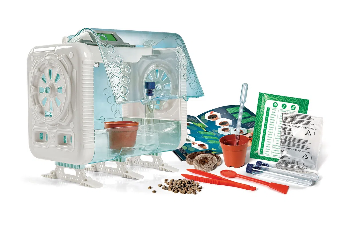 Clementoni Scienza e Gioco Lab - La Mia Serra Hi-tech, Laboratorio di Botanica Bambini 8+ Anni, 3 Modalità di Coltivazione Piante, con Led e Schermo LCD, Made in Italy, Lingua Italiana, 19370