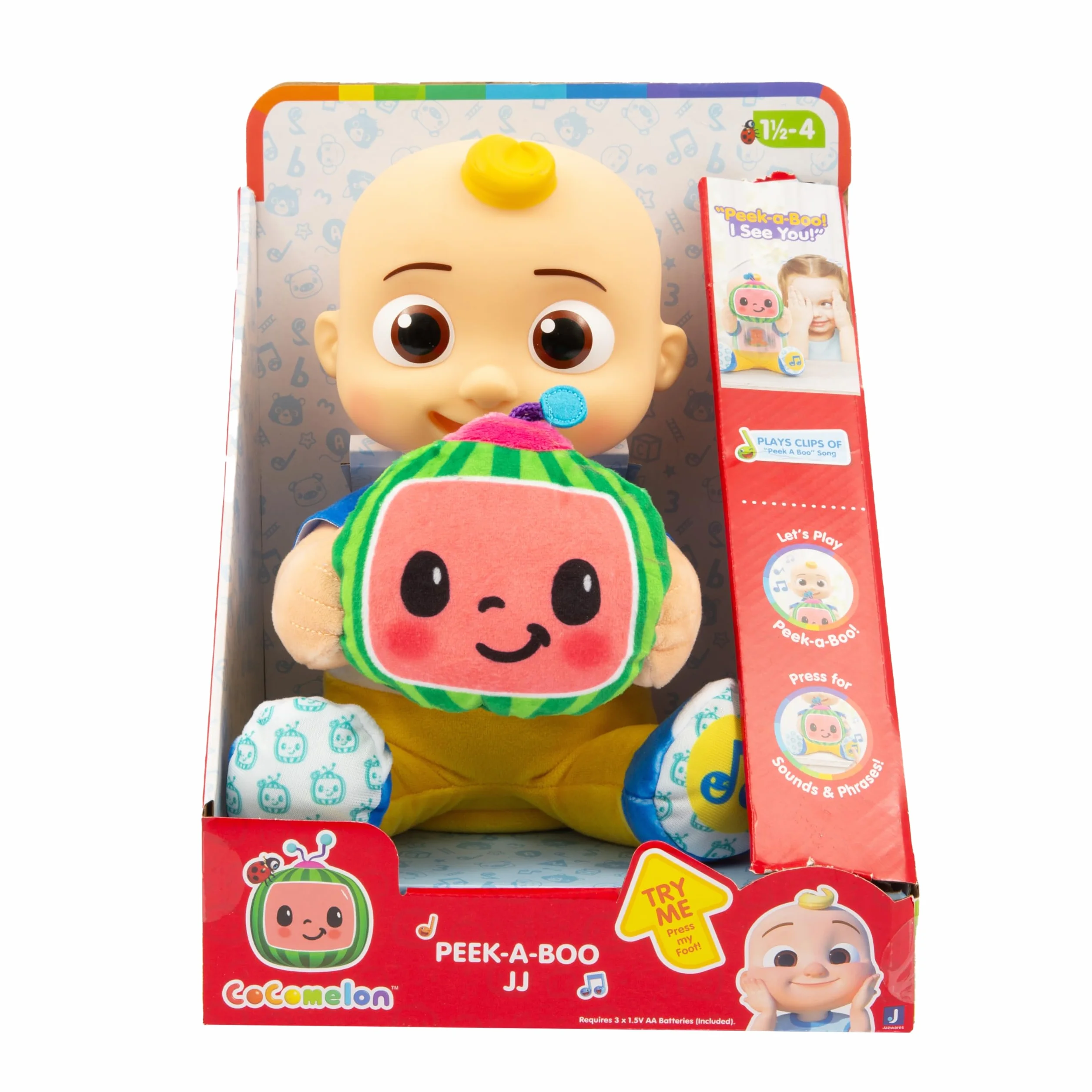 Cocomelon Peek a Boo JJ Peluche Interattivo 30cm con Suoni e Movimento Motorizzato