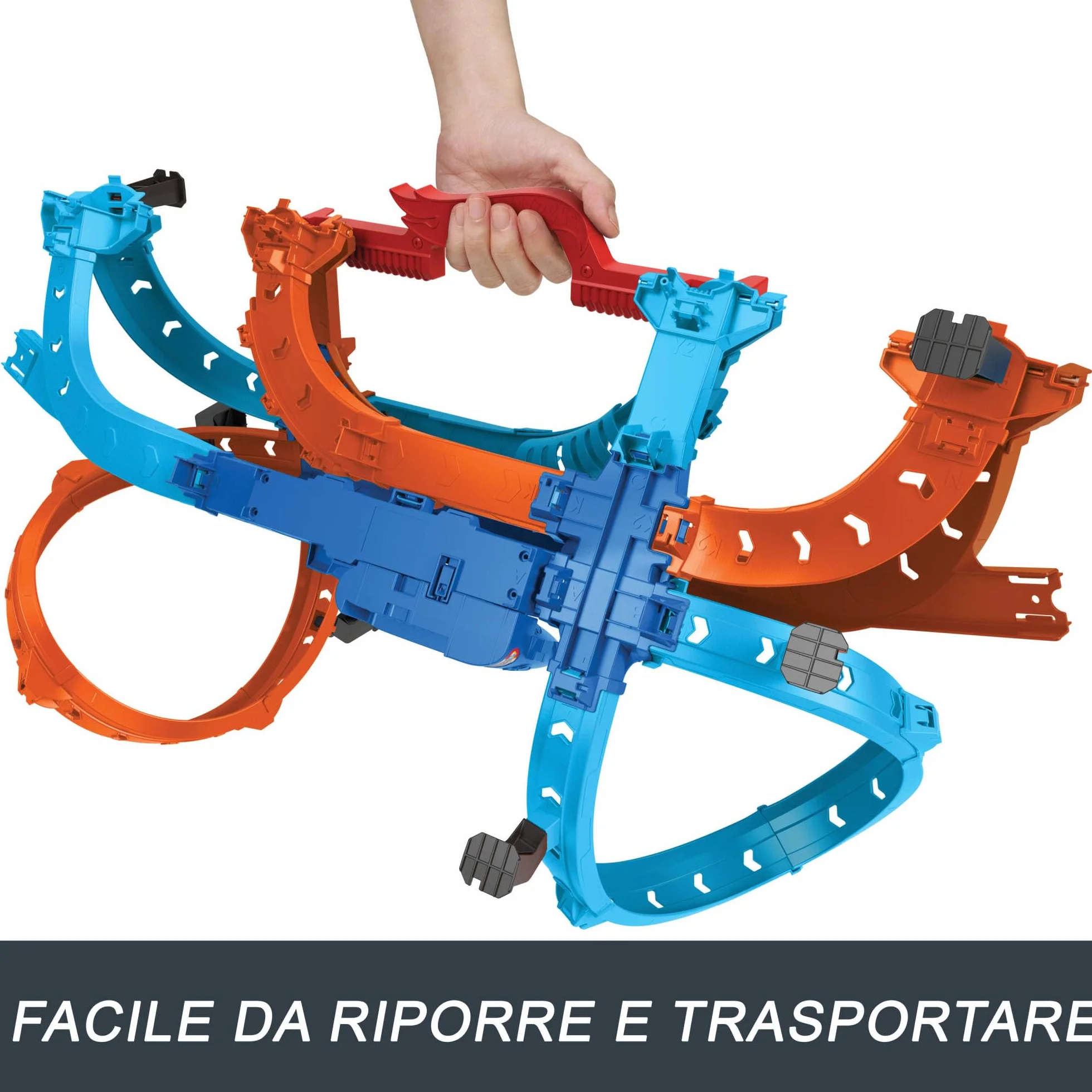 Hot Wheels Ultra Hots - Sfida Turbo Lanci, playset pista con 2 lanciatori azionabili, loop, incroci e zone di scontro, 2 macchinine incluse, giocattolo per bambini, 4+ anni, HXR71