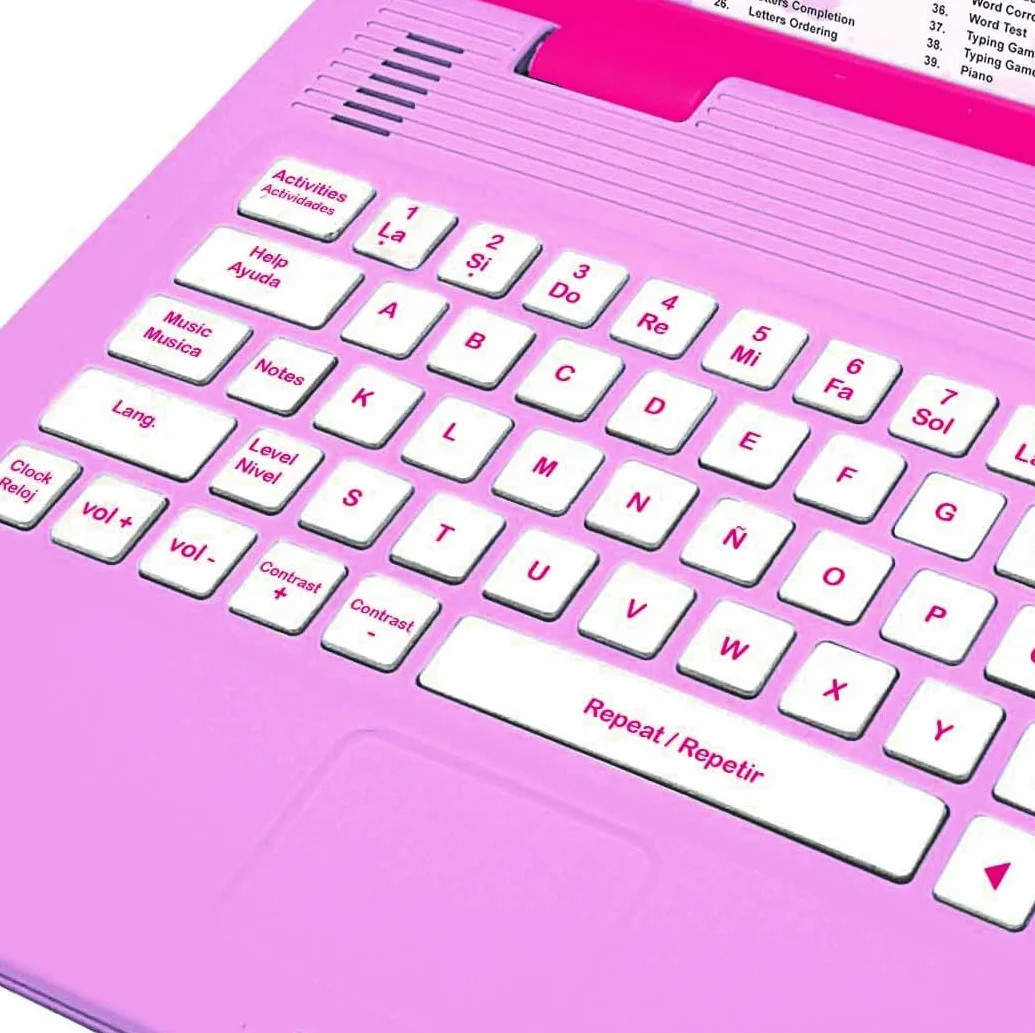 LEXIBOOK, Barbie, Computer educativo e bilingue in Inglese/Spagnolo, Giocattolo per Bambini con 124 attività per Imparare, Giocare e Ascoltare Musica, Rosa, JC598BBi2