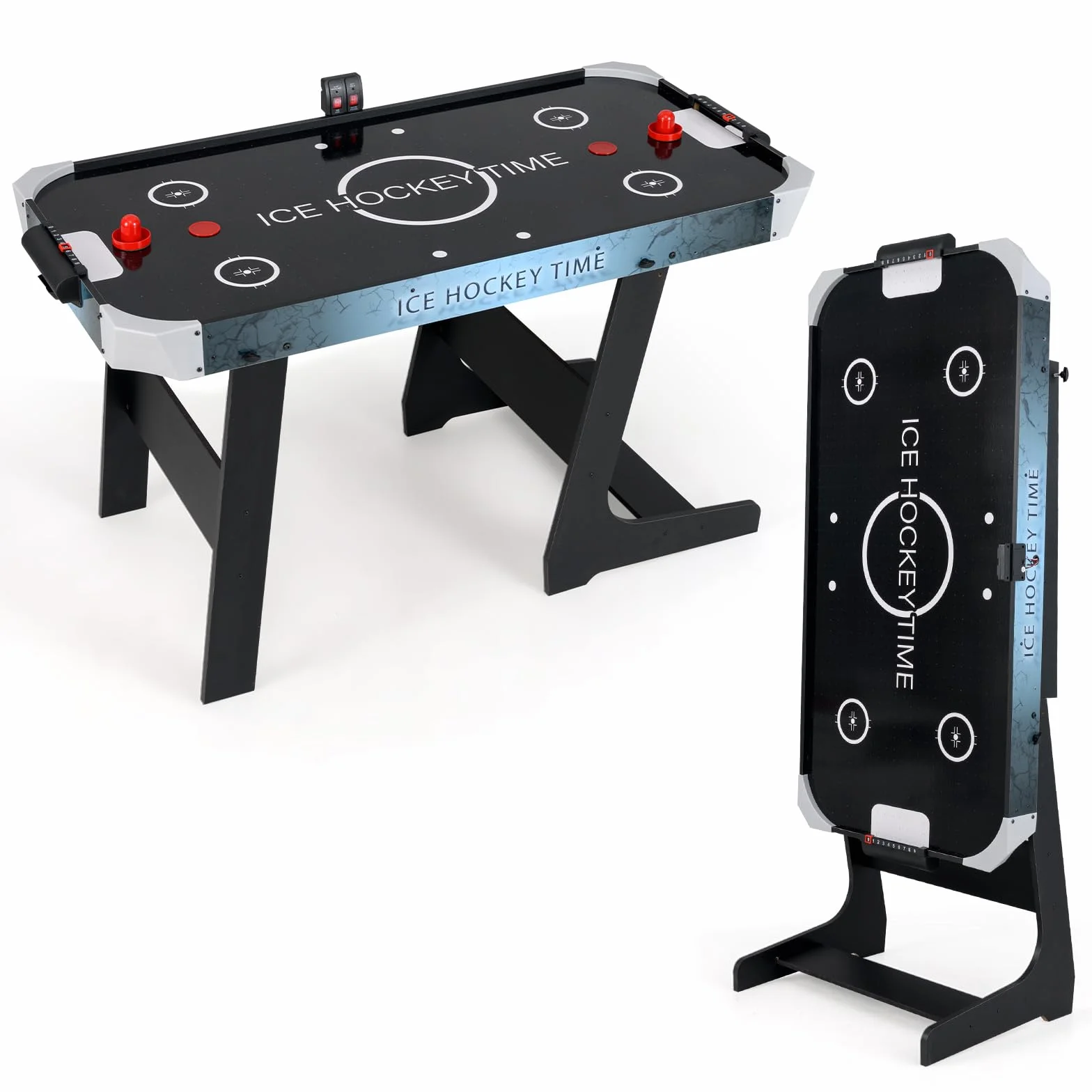 RELAX4LIFE Tavolo da Air Hockey Pieghevole per Bambini e Adulti 144 cm con Segnapunti LED Digitale, Potente Motore 12V, 2 Dischi & 2 Spintori per Casa, Ufficio, Sala Giochi