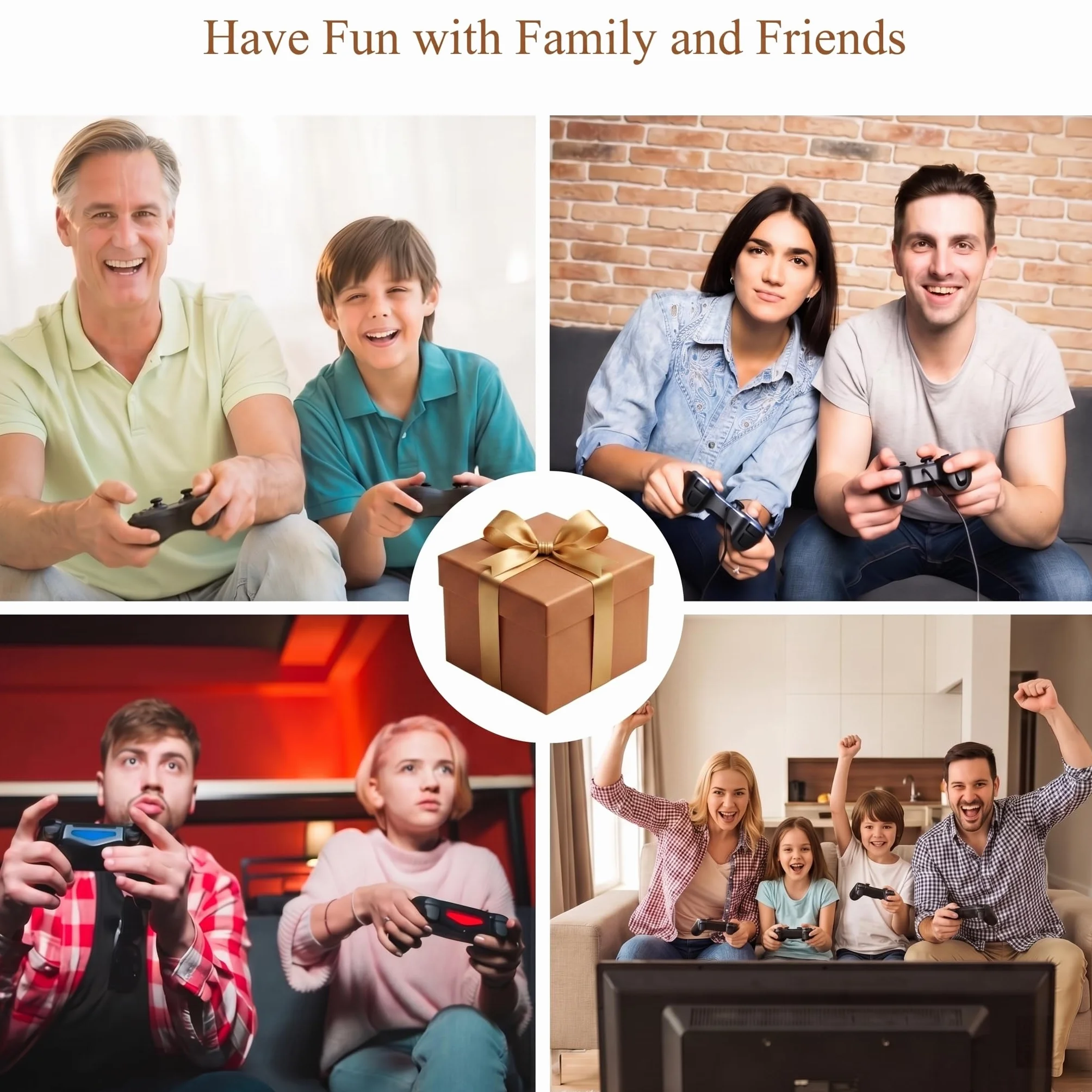 Whatsko Console per Video, 2 Controller Wireless, Plug and Play con Uscita 4K HD per TV, Computer e Proiettore, Regalo per Familiari e Amici