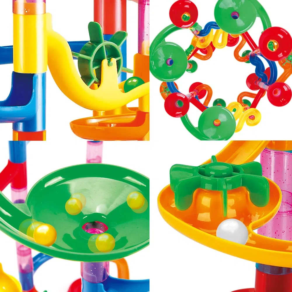 WEofferwhatYOUwant Pista Biglie 169 Pezzi – Marble Run Educativo con Biglie Vetro Colorate per Bambini 3+ Anni Costruzione STEM Torre Circuito Creativo Snap-Together Atossico Ideale Regalo