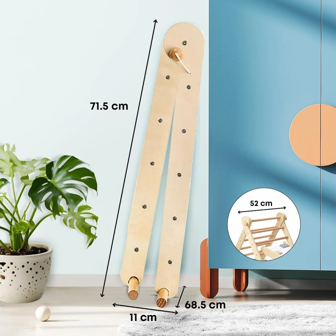Mamabrum Parco Giochi in Legno con Scaletta e Parete da Arrampicata – Casa Multiattività con 3 Livelli di Regolazione, Triangolo Motorio, Capacità di Carico fino a 50 kg