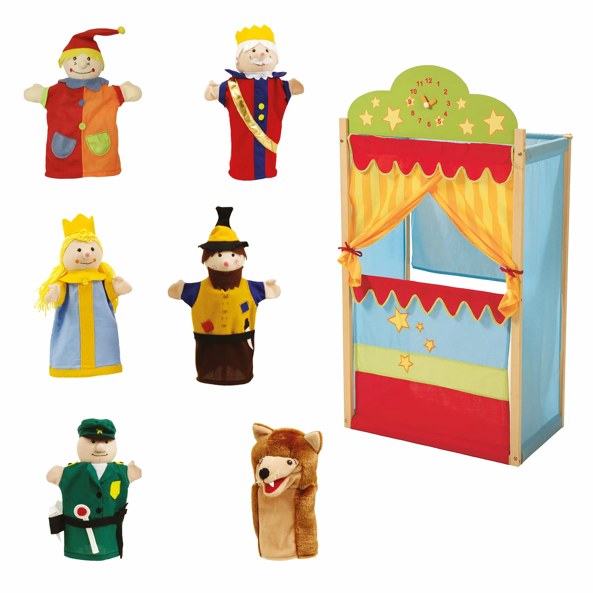 roba Set di 6 Personaggi Marionette da Mano in Tessuto di Peluche e Feltro - Burattini per Teatrini per Bambini - Ideale come Regalo di Compleanno e Natale - Multicolore