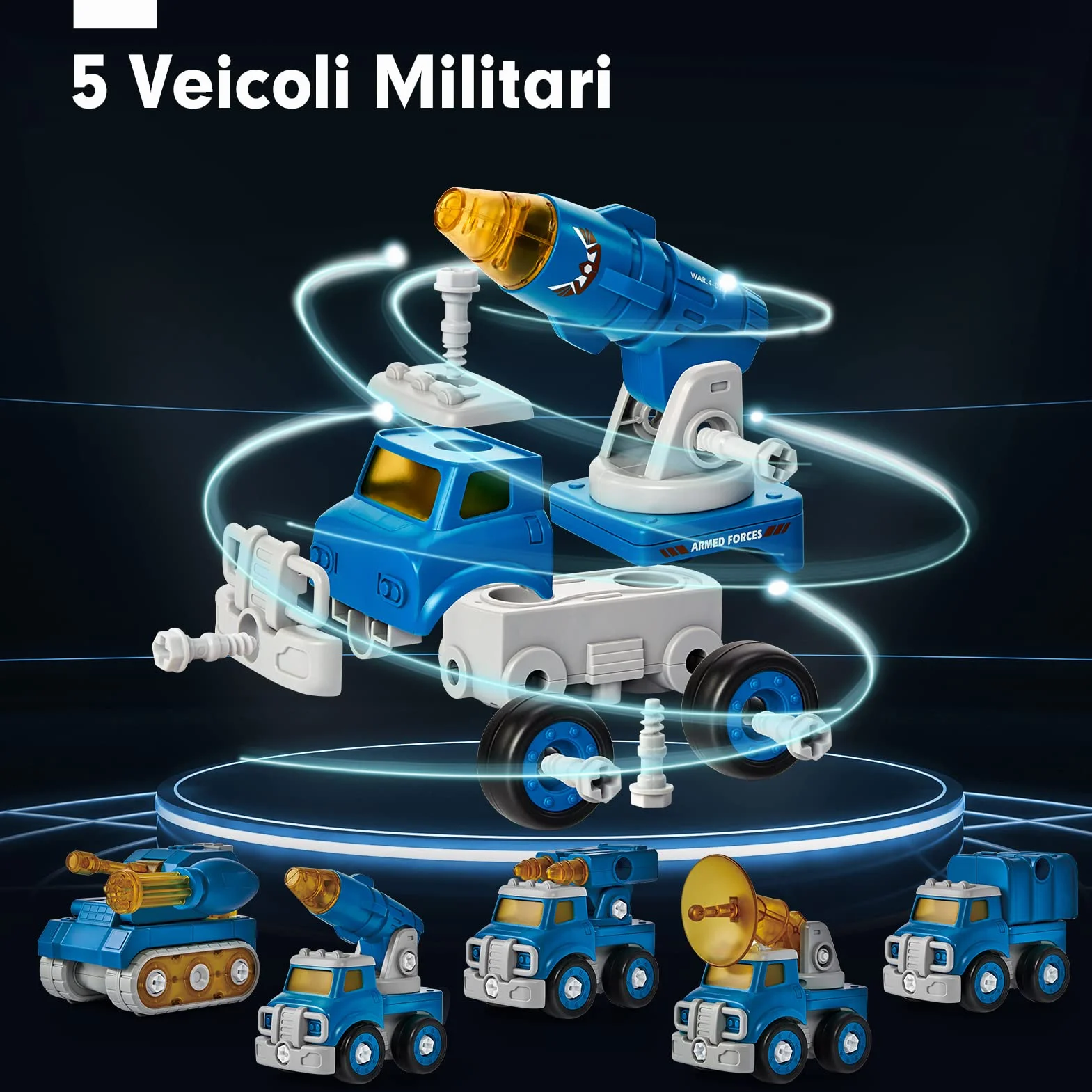 hahaland Giochi per Bambini 5 anni Maschio - 5 in 1 Camion Giocattoli da Costruzione Smontabile Robot Creativi STEM Veicoli Regali Educativi