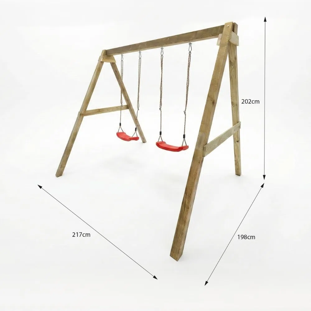 Altalena in Legno Maxplay Swing con Doppia Seduta da Giardino – Altalena Bambini da Esterno, Struttura in Legno Impregnato in Autoclave, Resistente per Uso Privato, Giochi da Giardino 3-10 Anni