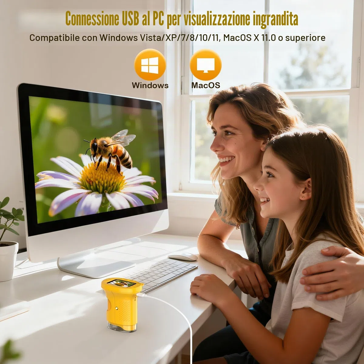GlobalCrown Microscopio digitale tascabile,Microscopio bambini portatile 200x con schermo da 2,4 pollici,giocattolo per l'apprendimento scientifico per 3, 4, 5, 6, 7, 8, 9,10,11 anni ragazzi,ragazze