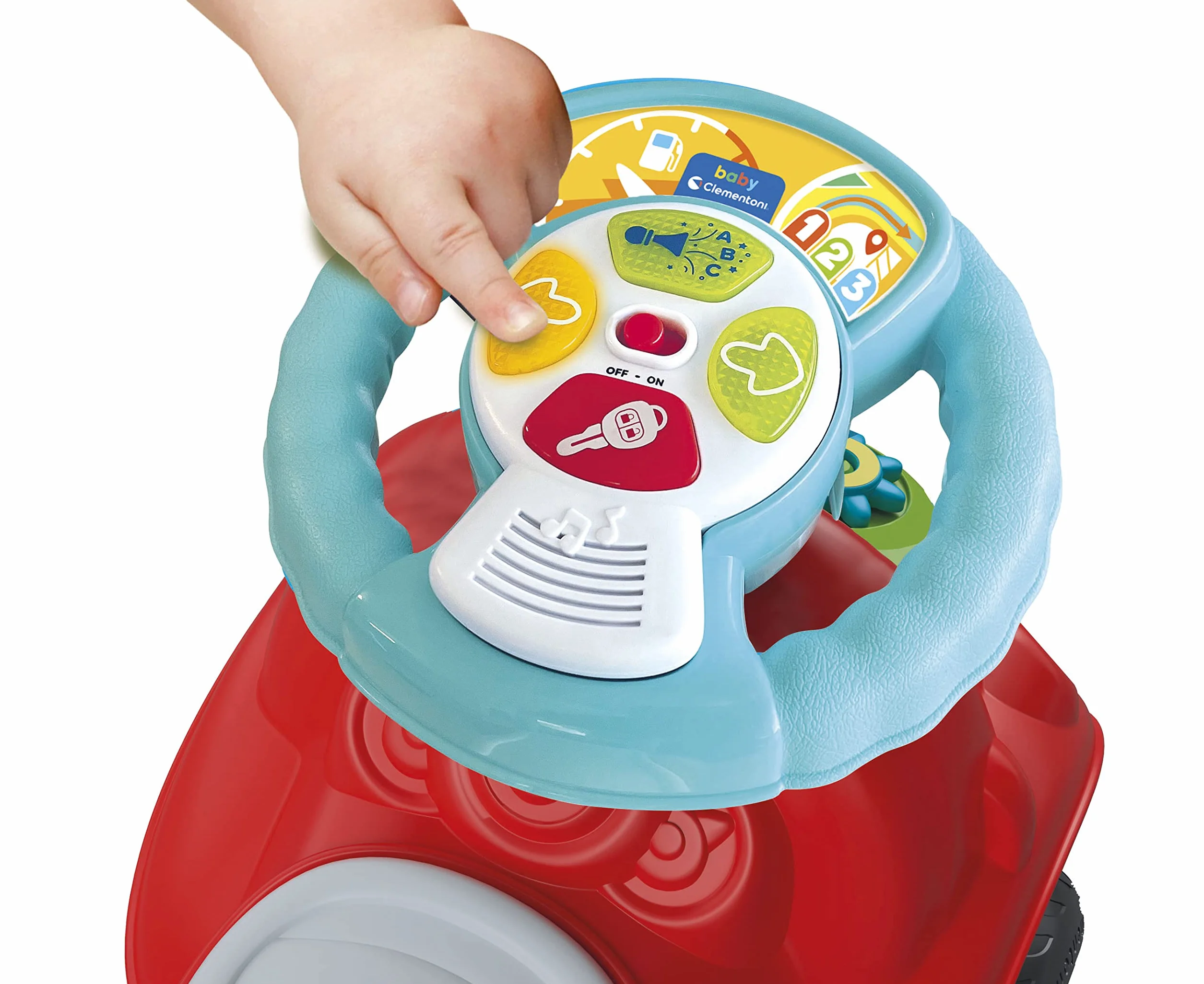 Clementoni Baby Nicolò Go Go 3 in 1, Macchinina Bambino 1 Anno, Gioco Prima Infanzia Primi Passi, Cavalcabile e Centro Attività Italiano e Inglese, Stimola Motilità e Curiosità, Made in Italy, 17747