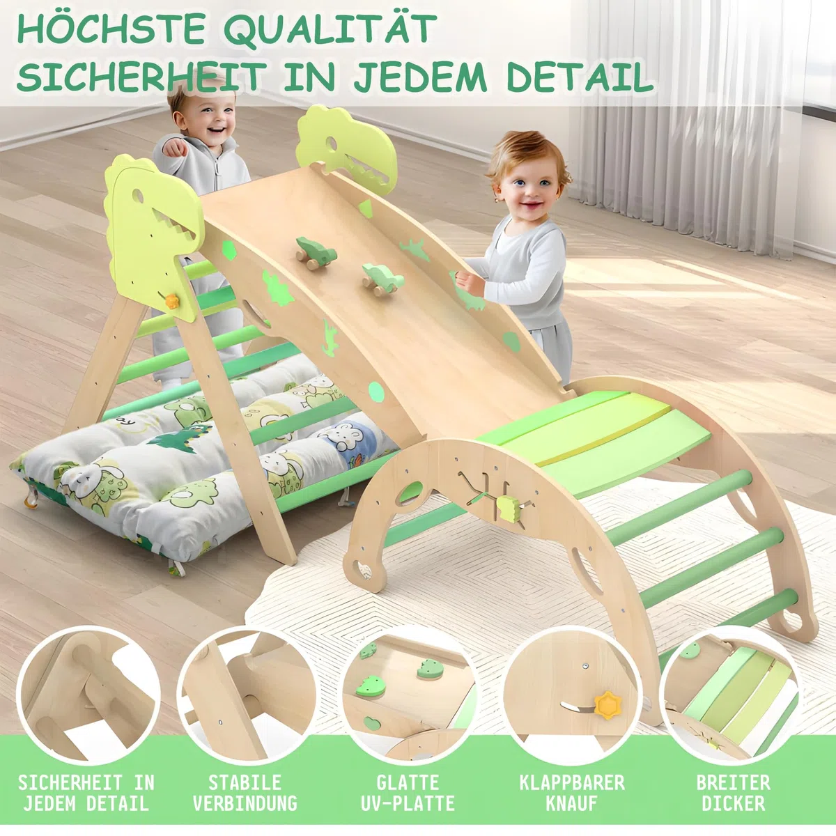 Montessori 9 in 1 Set da Gioco per Arrampicata per Bambini con Cuscino e Scivolo