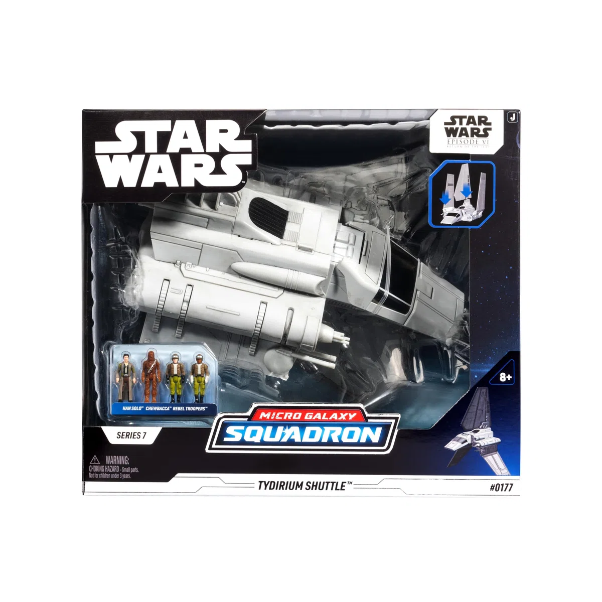 Jazwares Star Wars Micro Galaxy Squadron Tydirium Shuttle - Veicolo da 7 pollici con decorazione unica e quattro accessori per micro figure da 2,5 cm