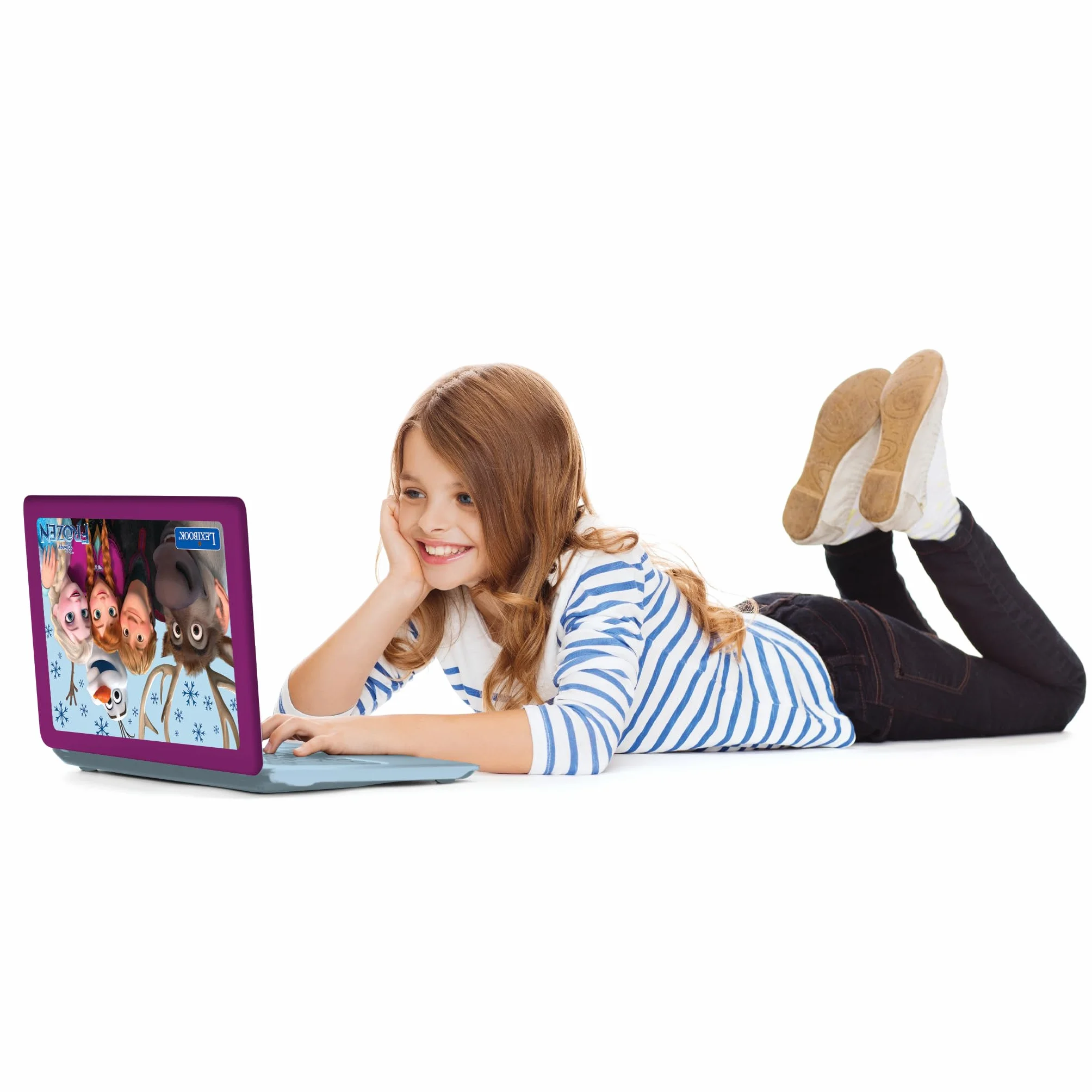 Lexibook, Frozen, Laptop bilingue ed educativo Spagnolo/Inglese, Giocattolo per Bambini, 170 attività da Imparare, Giocare e Musica, Schermo Grande, Viola/Blu, JC599FZi2