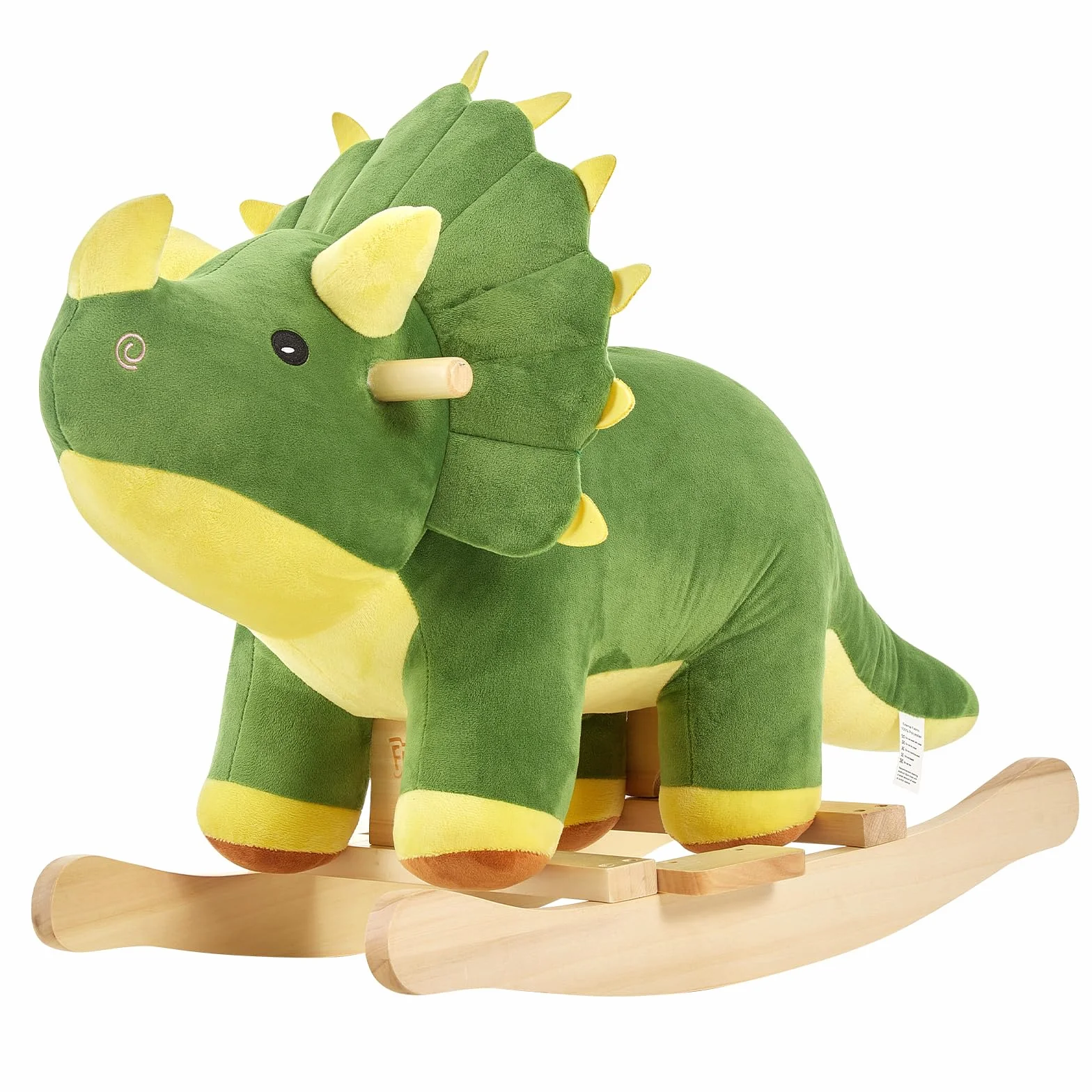 FUNLIO Dinosaur Baby Rocking Horse per Bambini 1-3 Anni, Triceratopo a Dondolo Peluche Verde Potente e Carino, Cavalcabile Dinosauri a Dondolo, Facile da Montare