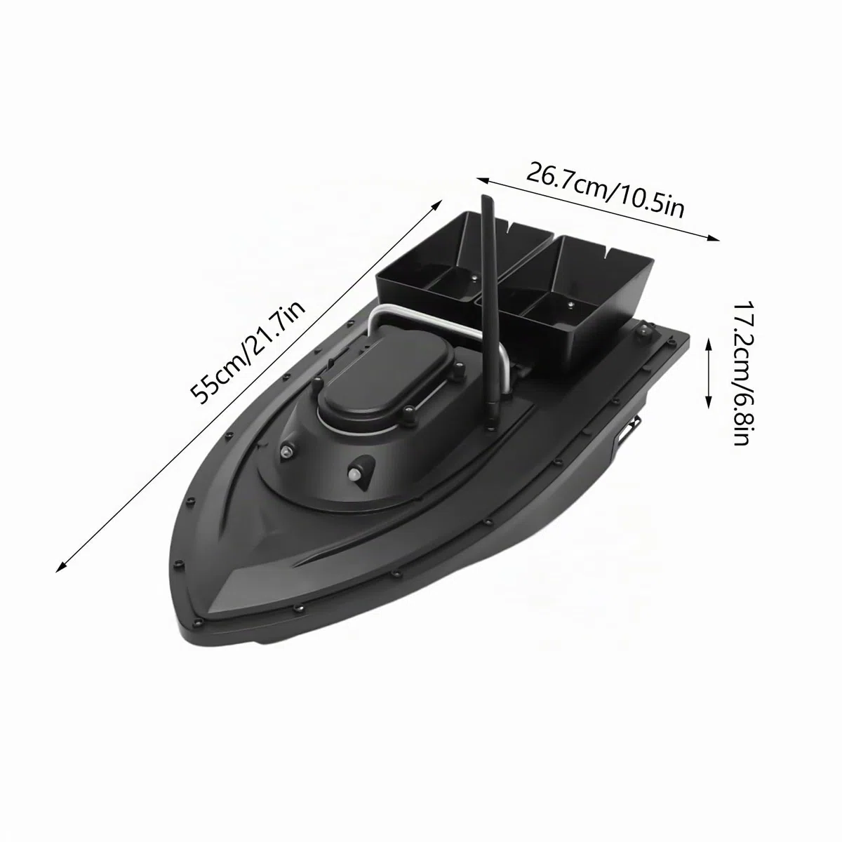 Barca da Pesca, Elettrica con Doppio Scomparto Esche - Telecomando 2.4G 500M - Batteria 5200mAh - Materiale ABS - Luci LED Integrate per Laghi e Pesca Professionale