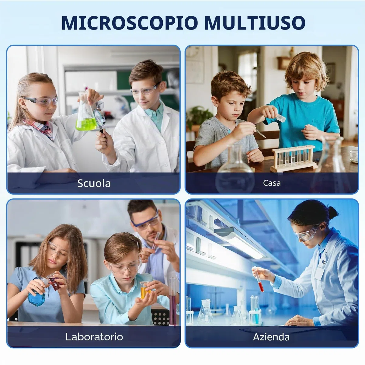 Microscopio per Bambini Adulti Principianti: Microscopio Biologico Composto 40-2000X con Kit Diapositive e Custodia per lo Stoccaggio - per Esplorare la Scienza e l'Educazione
