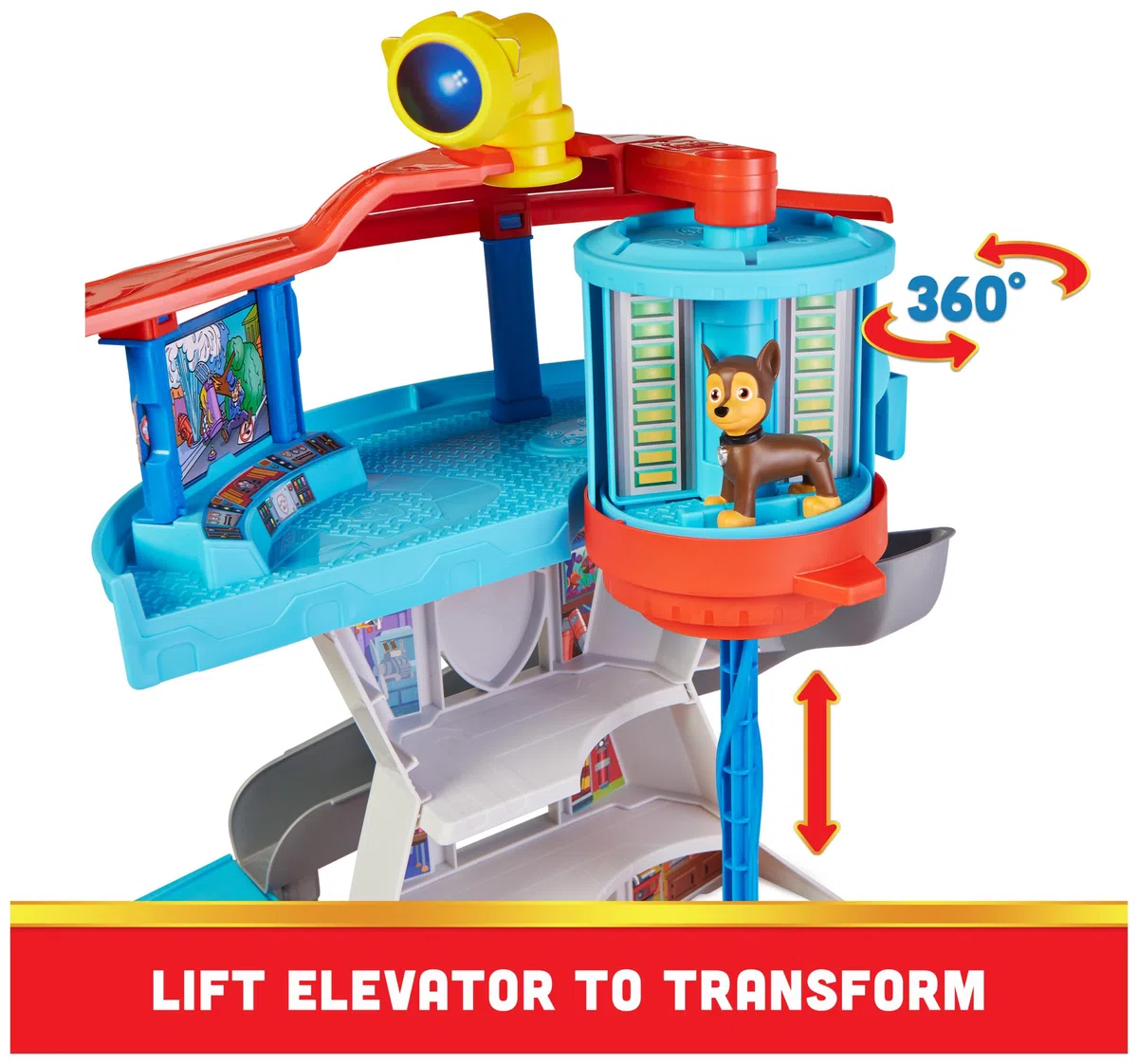 Paw Patrol, Quartier Generale, con Lanciatore per Veicoli, 2 Personaggi, Veicolo della Polizia di Chase e Accessori, Giocattolo per Bambini e Bambine, 3+ Anni