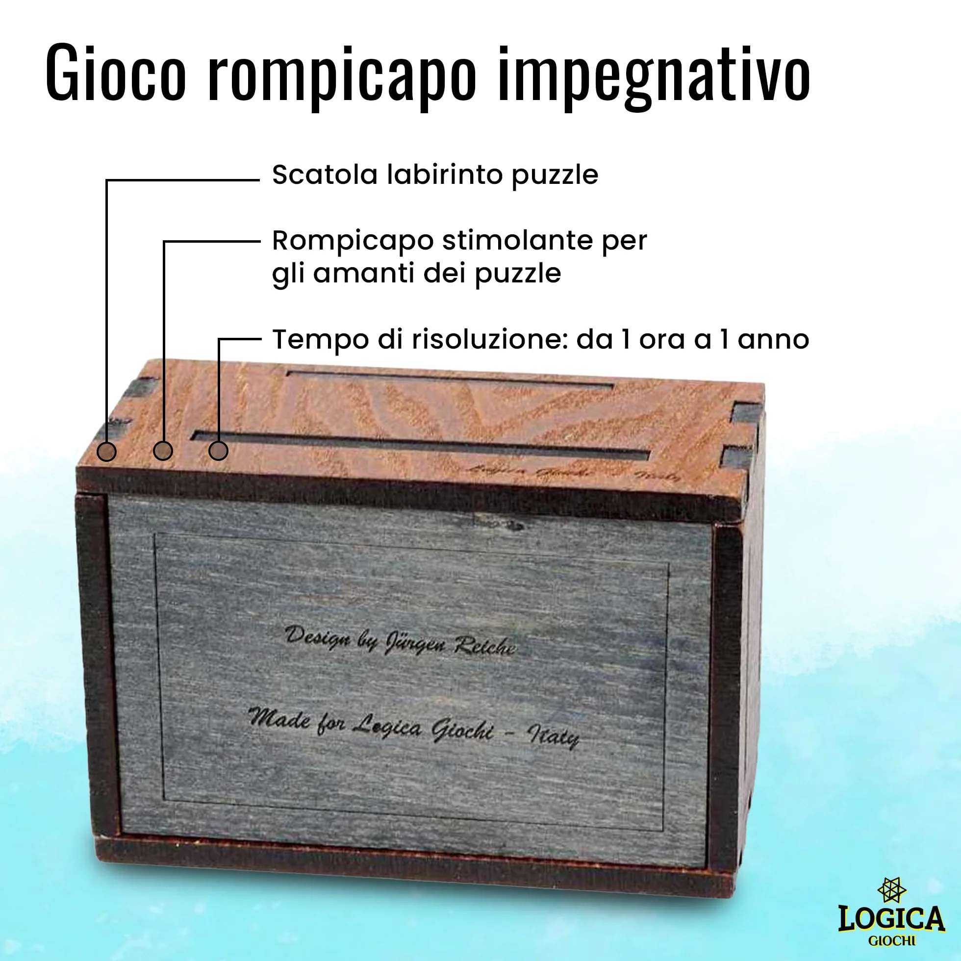 Logica Giochi - Pandora Box - Lo Scrigno Segreto - Puzzle in legno - Cofanetto segreto - Difficoltà 5/6 Incredibile - Collezione Leonardo
