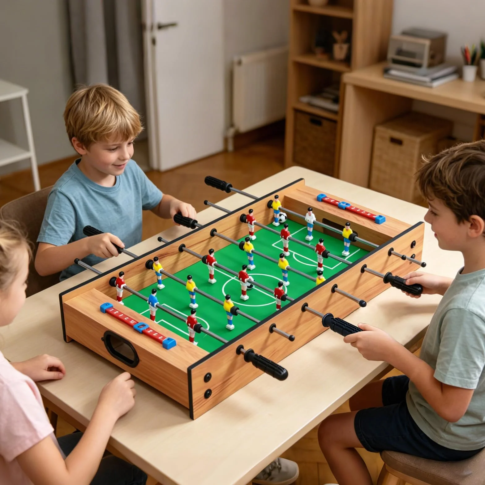 Tavolo da gioco multiplo 2 in 1, mini tavolo da calcio combinato con scivolo hockey, biliardino, tavolo da gioco in legno, per la famiglia