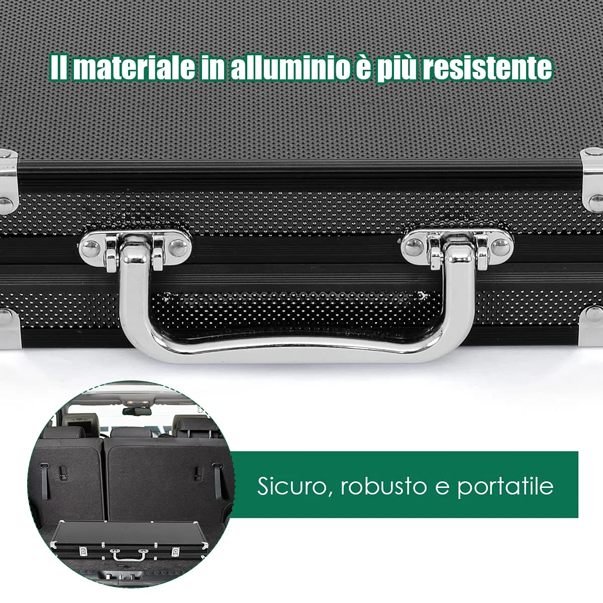 GYMAX Set da Poker Professionale con 500 Fiches e Valigetta in Alluminio 56x21x6,5 cm Nero