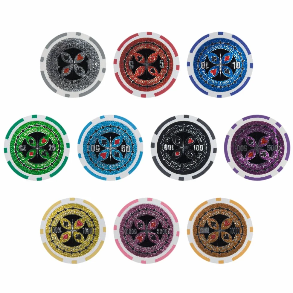 Brybelly The Ultimate Poker Chip Holo Intarsio Pesante 14 Grammi Argilla composita – Confezione da 50